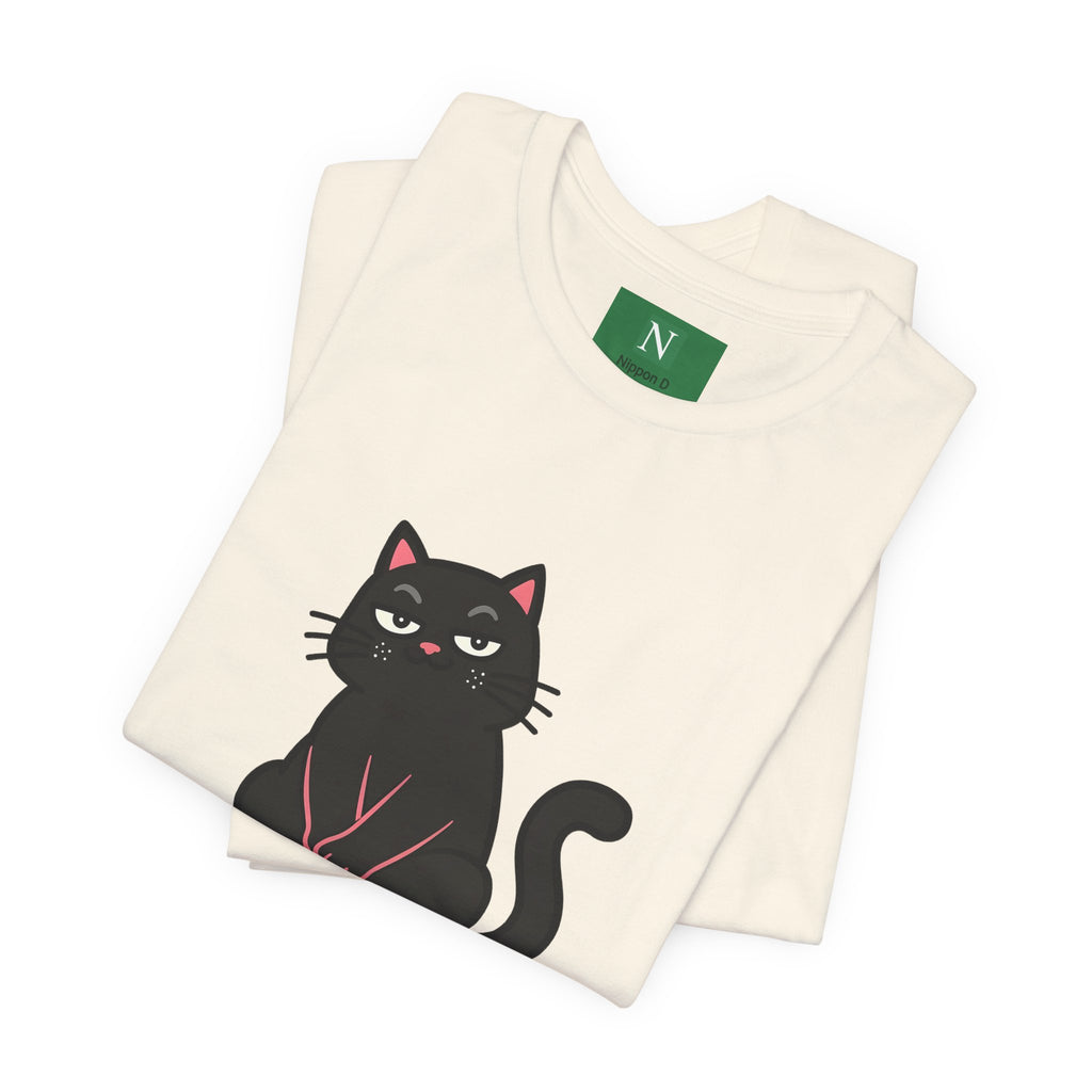 Black Cat Tee with Japanese Text — 'Mita Me wa Ii, Kimochi wa Sore Ijo' Cute Kawaii Graphic T-Shirt