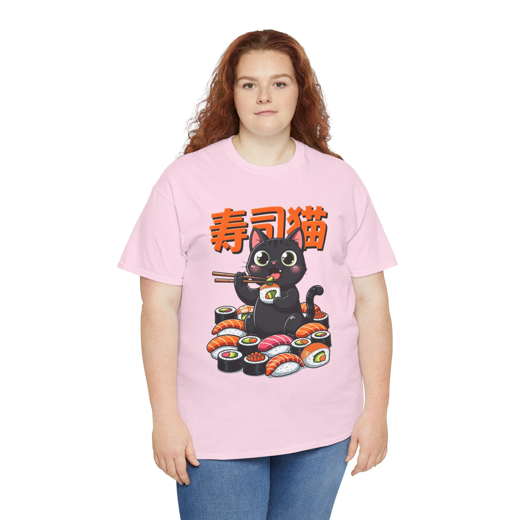 Sushi Cat T-Shirt – Cute Black Cat Eating Sushi Graphic Tee