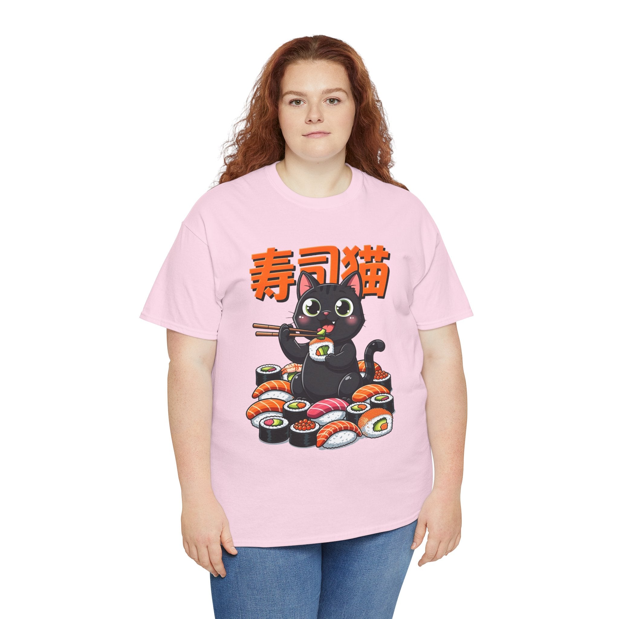 Sushi Cat T-Shirt – Cute Black Cat Eating Sushi Graphic Tee