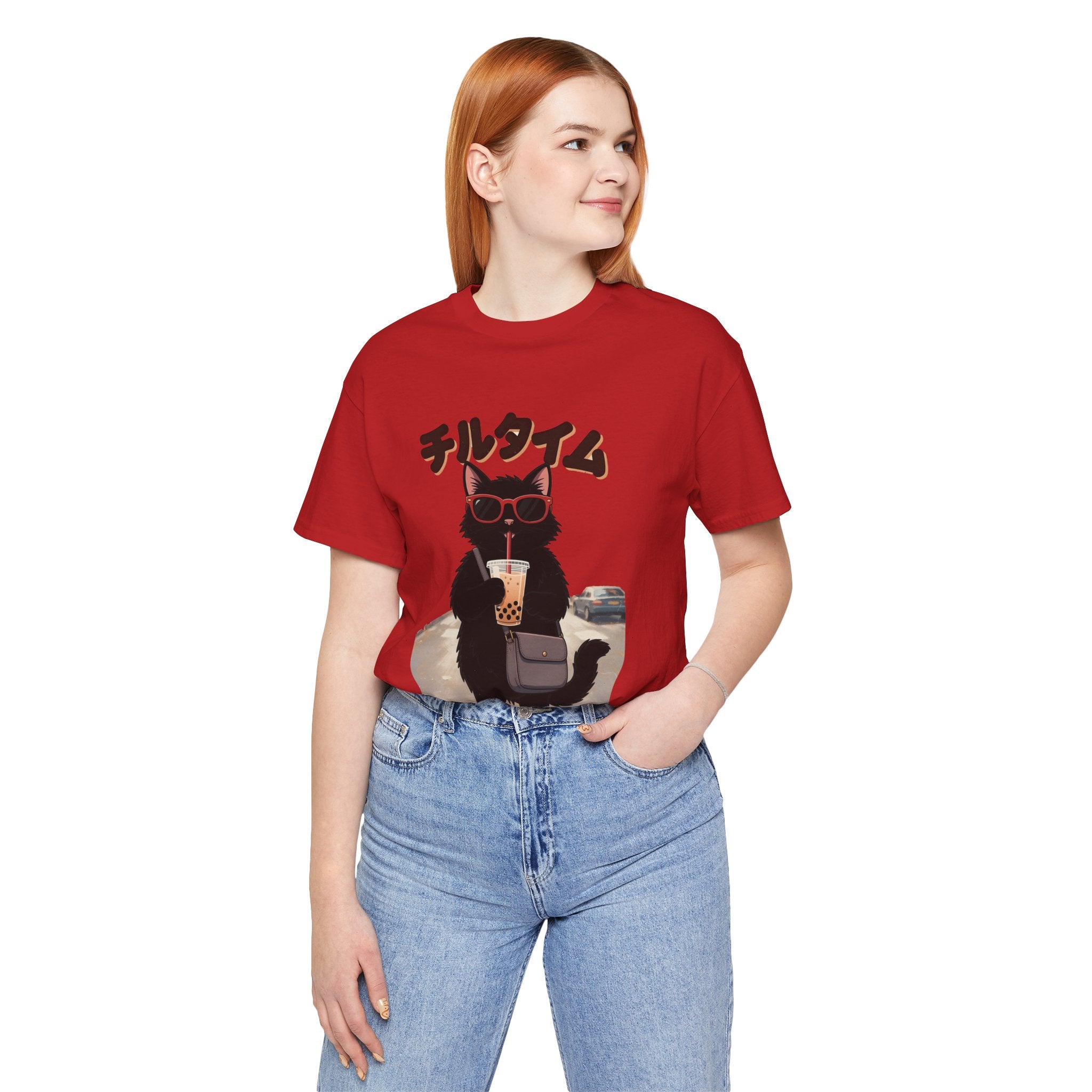 Boba Cat Tee — Cute Cat Drinking Bubble Tea Graphic T-Shirt