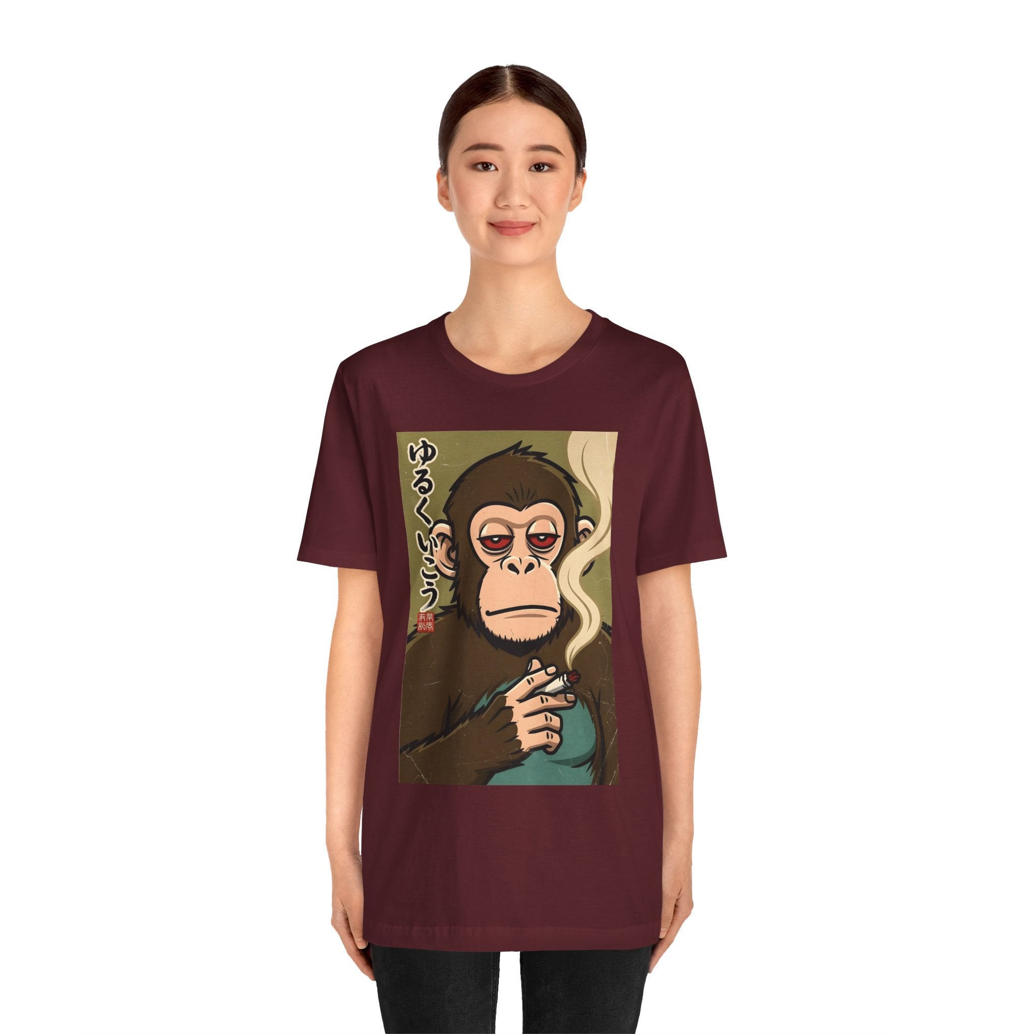 Smoking Monkey Graphic Tee — Japanese Retro Ape Illustration T-Shirt