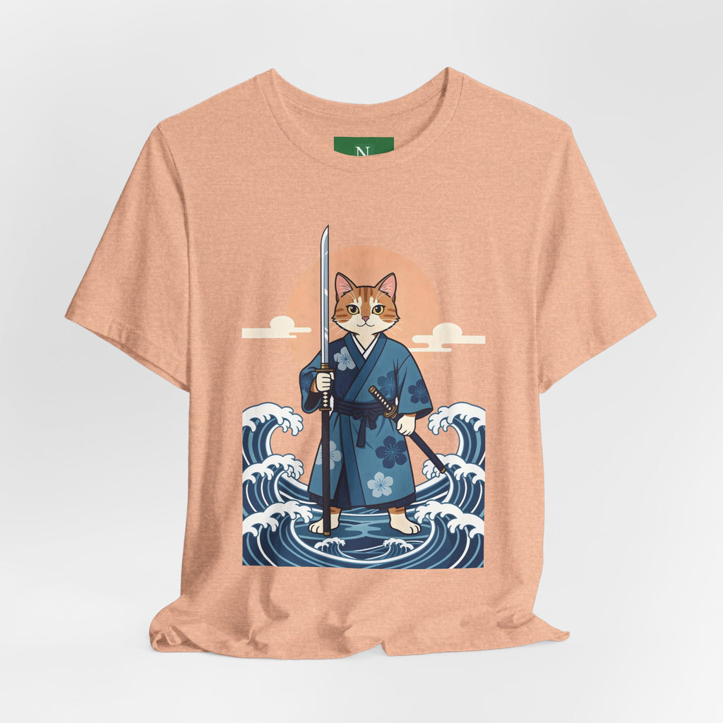 Samurai Cat T-Shirt — Japanese Wave Illustration Tee
