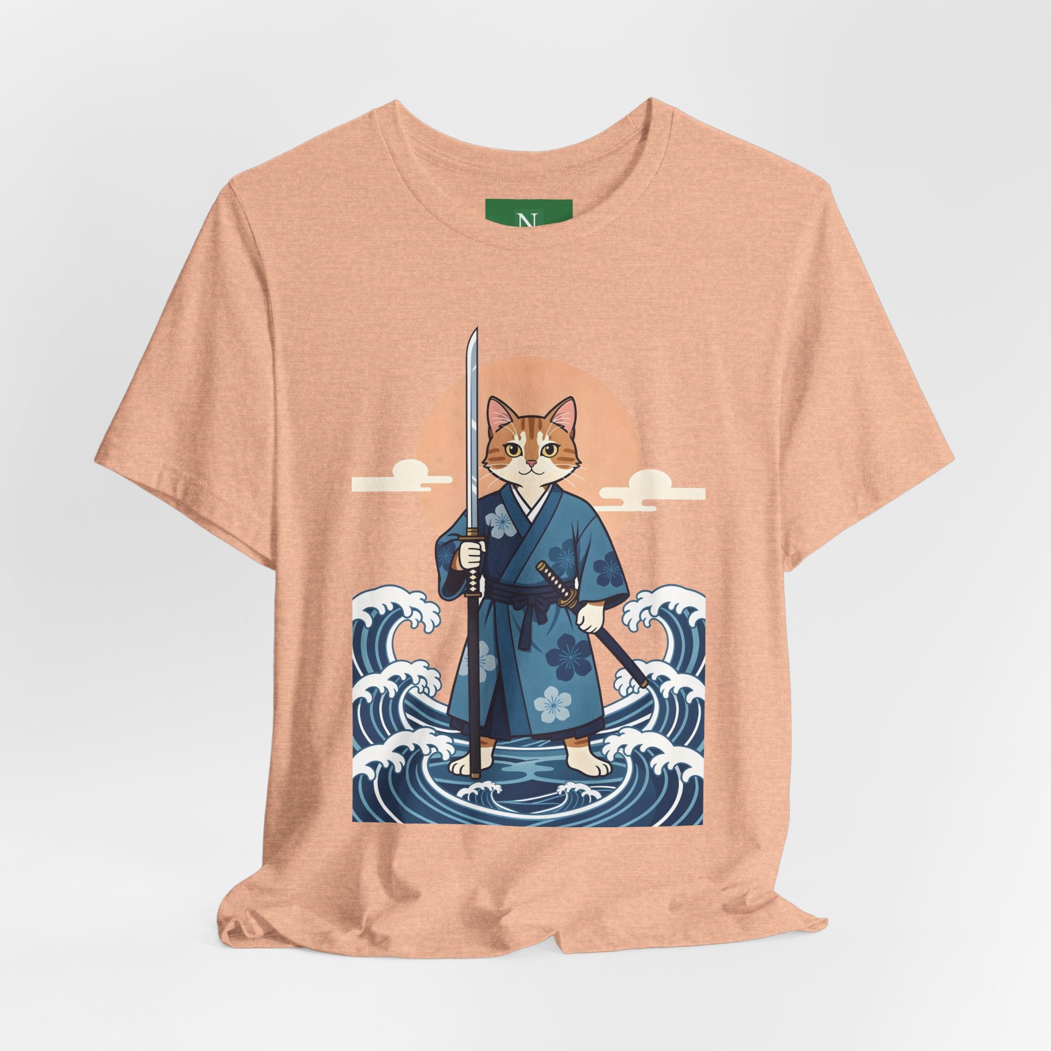 Samurai Cat T-Shirt — Japanese Wave Illustration Tee