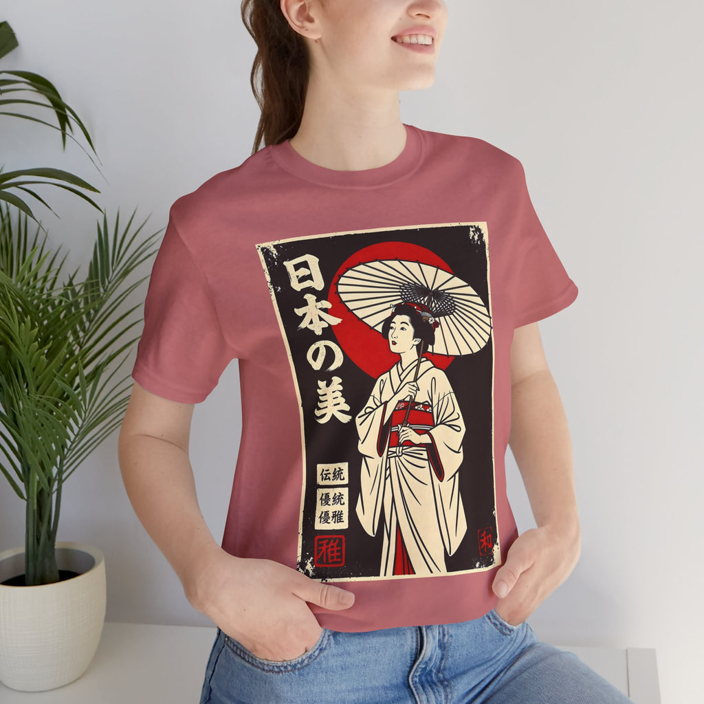 Geisha Umbrella T‑Shirt — Japanese Beauty Vintage Ukiyo-e Tee