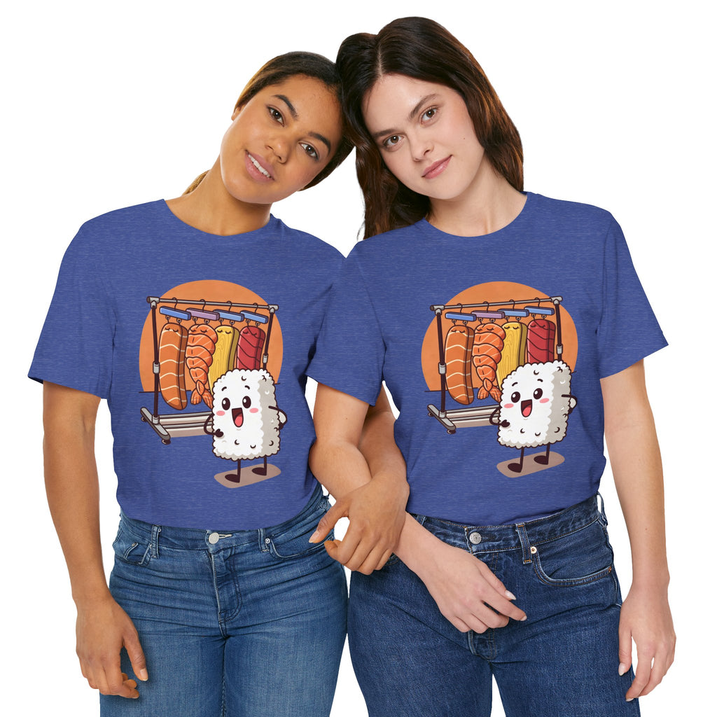 Cute Sushi Rice Cartoon T‑Shirt — Kawaii Nigiri Character Tee