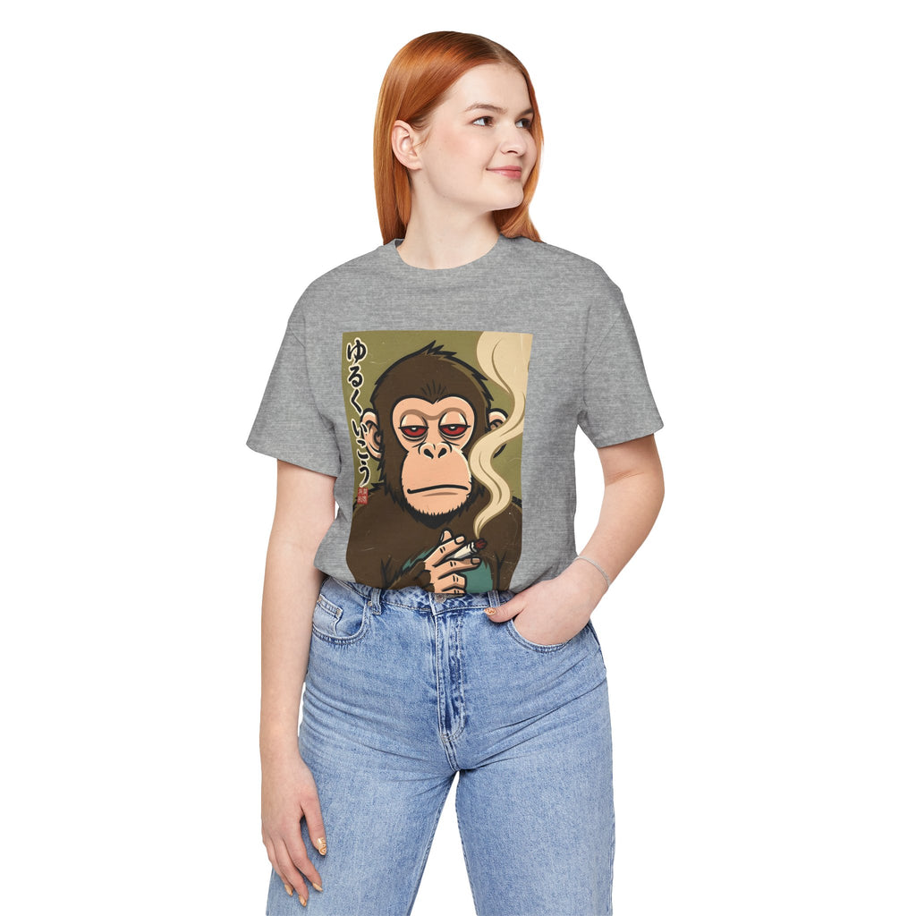 Smoking Monkey Graphic Tee — Japanese Retro Ape Illustration T-Shirt