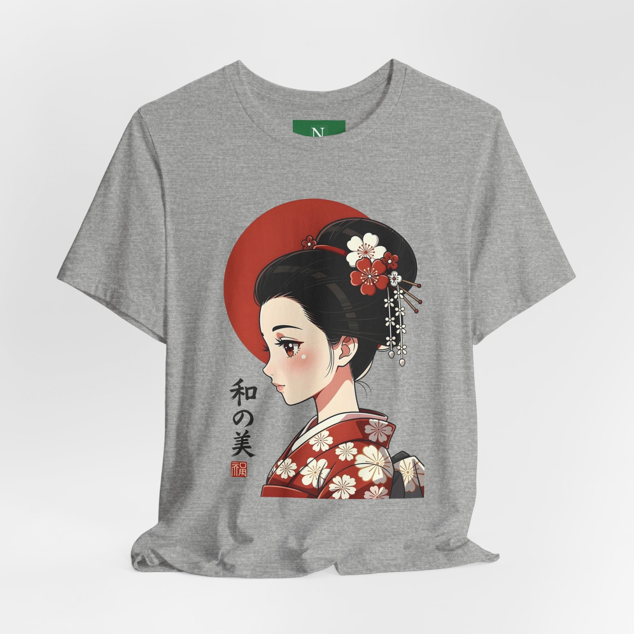 Geisha Portrait Tee — Japanese Floral Kimono Art T-Shirt