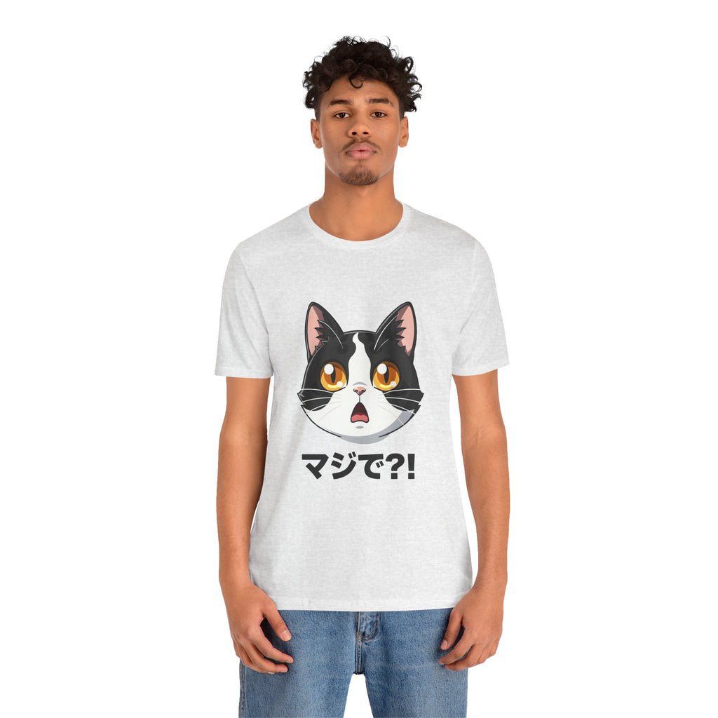 Cat Shock Face Graphic Tee — マジで?! Cute Anime Cat T-Shirt