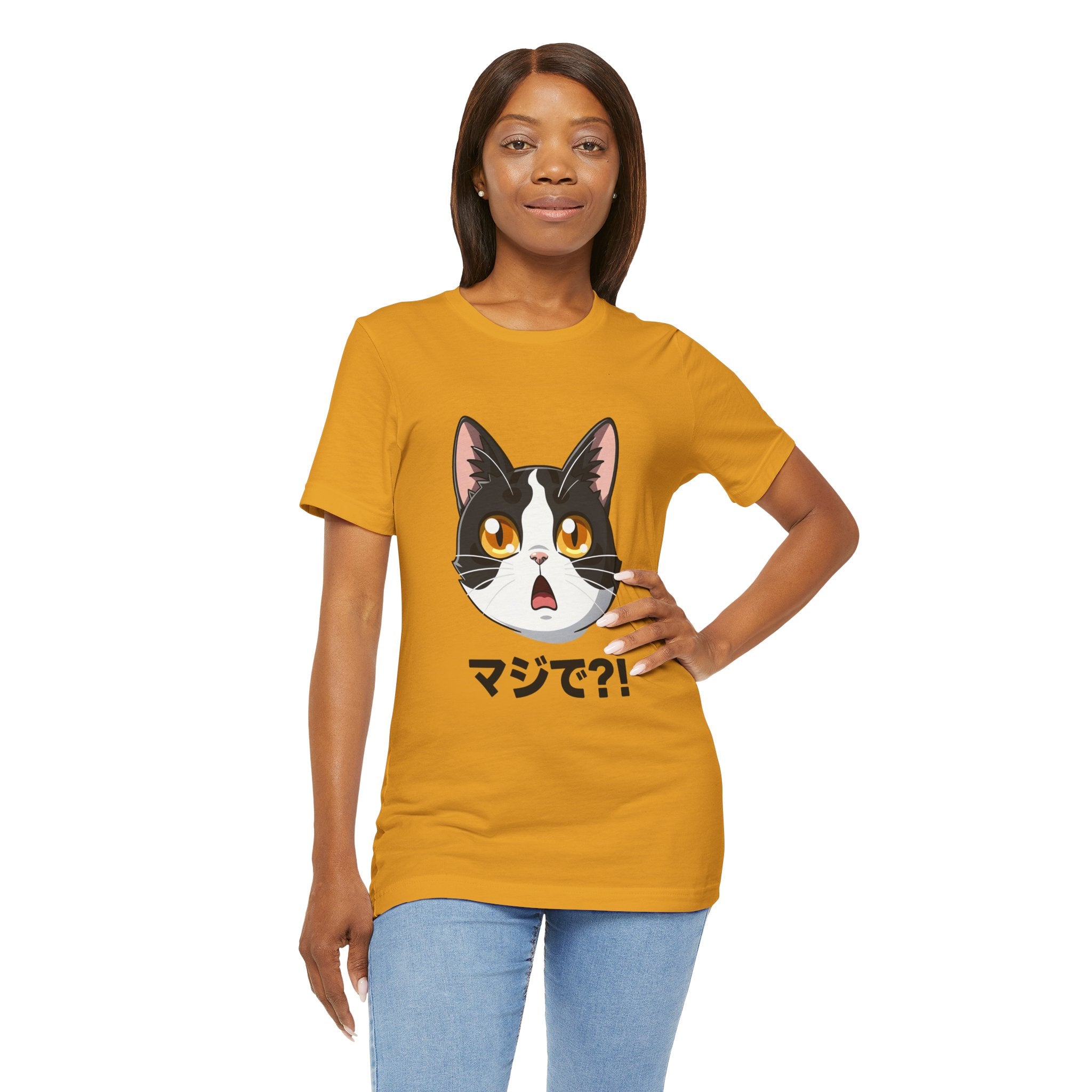 Cat Shock Face Graphic Tee — マジで?! Cute Anime Cat T-Shirt