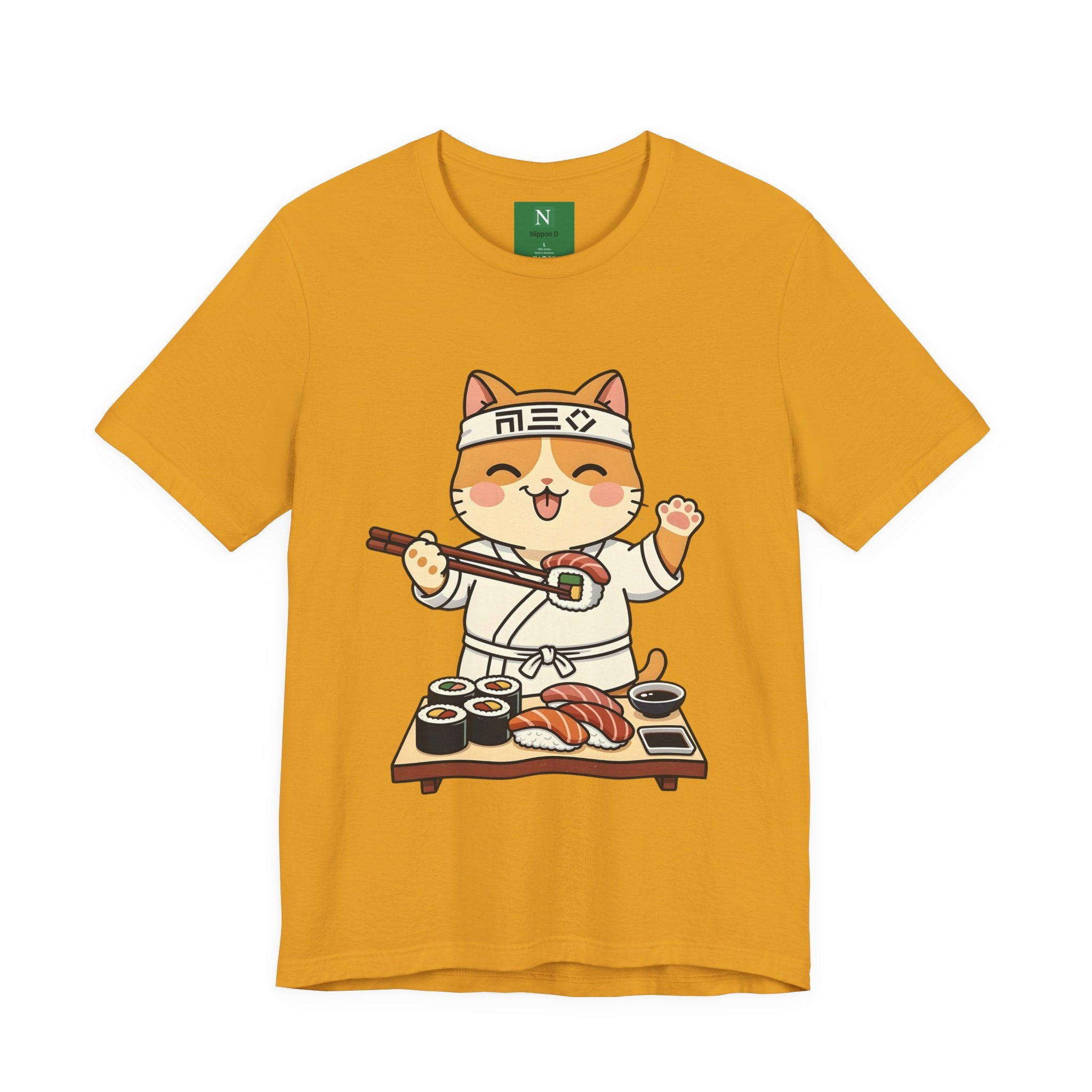 Sushi Chef Cat T‑Shirt — Cute Kawaii Cat Making Sushi Graphic Tee