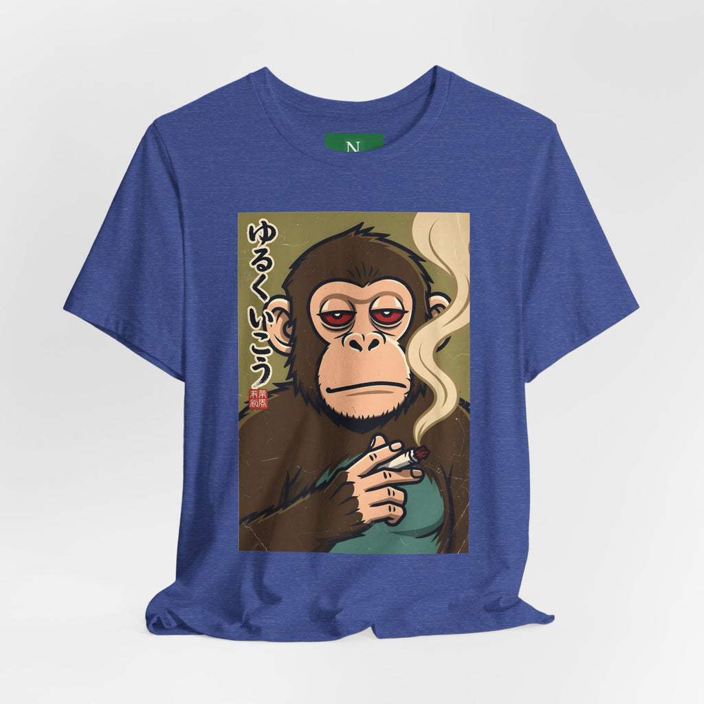 Smoking Monkey Graphic Tee — Japanese Retro Ape Illustration T-Shirt