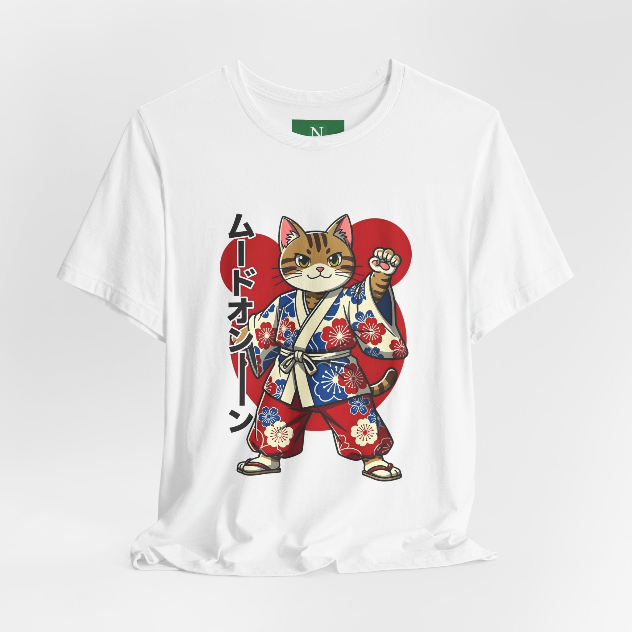 Samurai Cat T‑Shirt — Kawaii Japanese Kimono Cat Graphic Tee
