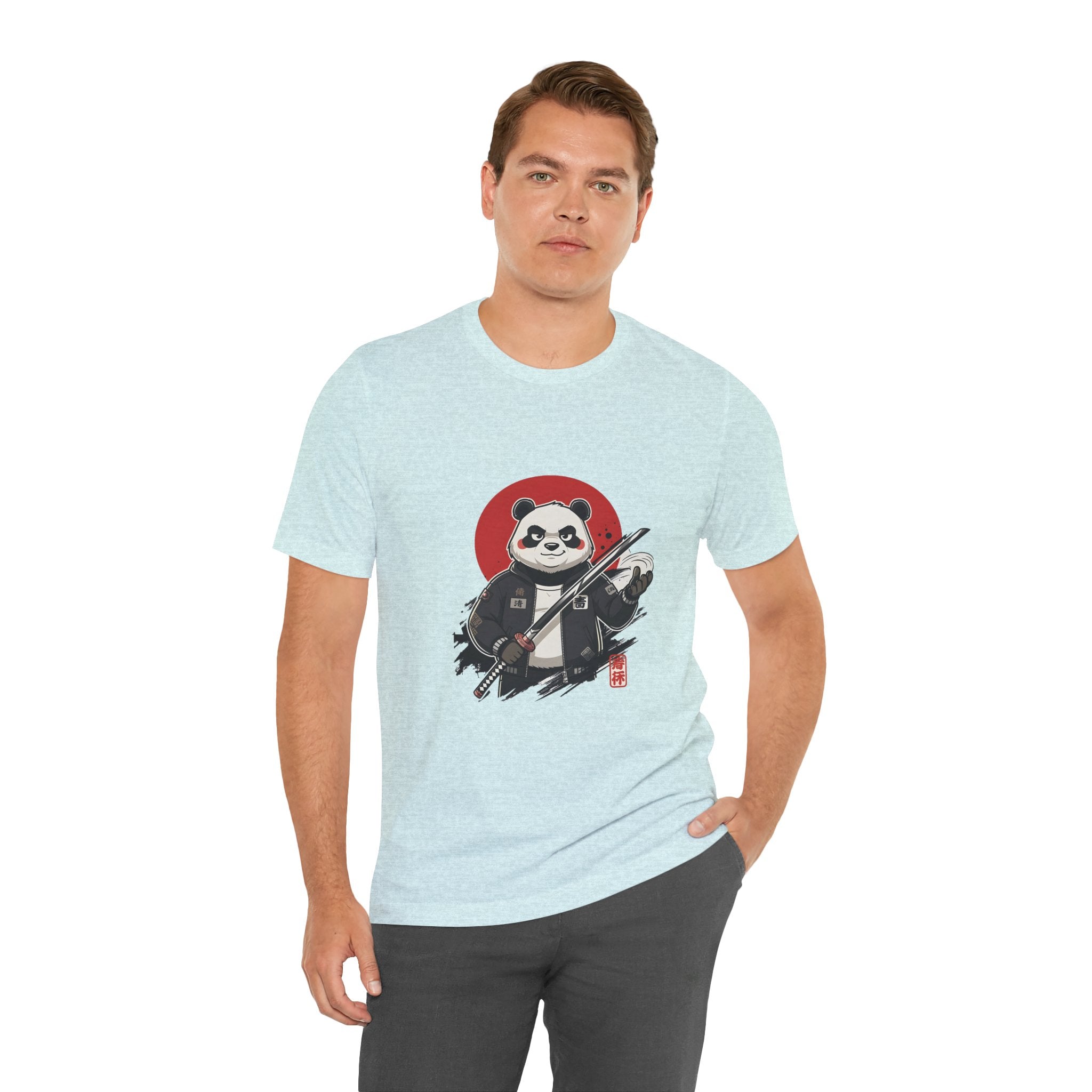 Samurai Panda T-Shirt — Cute Warrior Graphic Tee with Red Sun