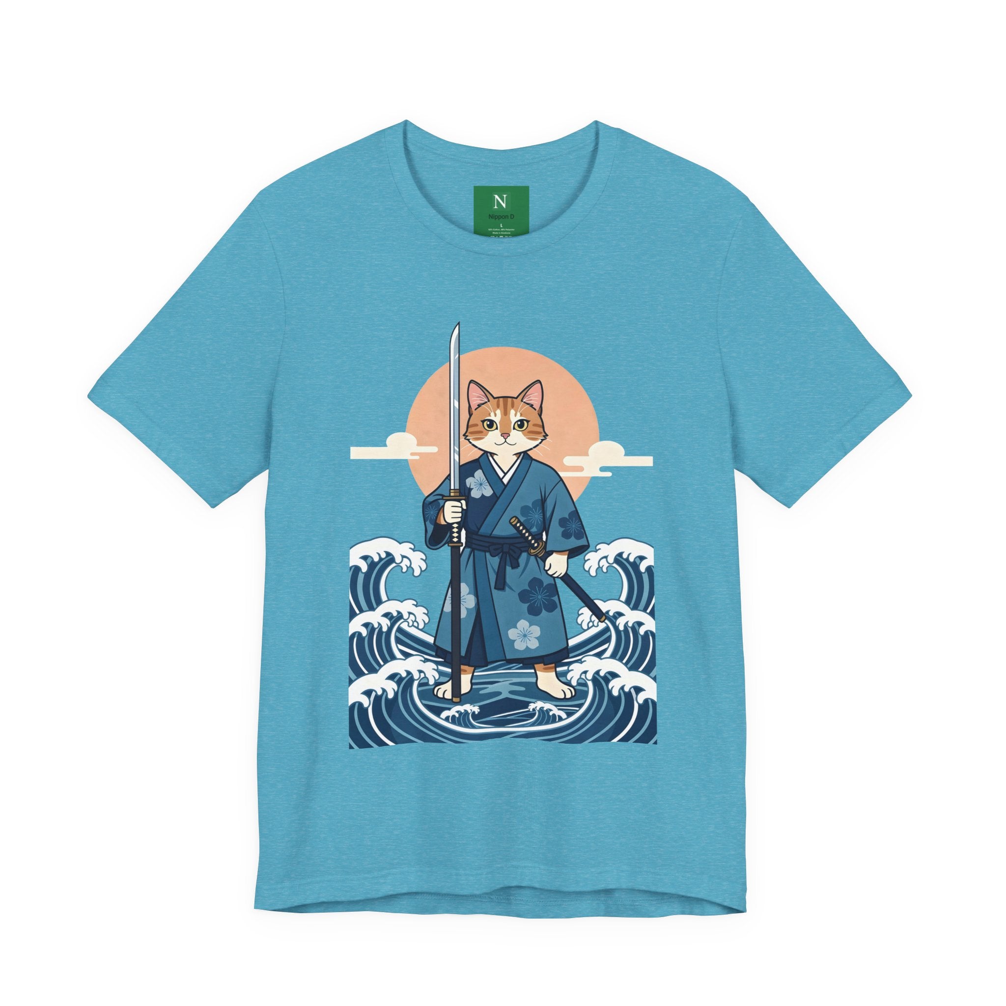 Samurai Cat T-Shirt — Japanese Wave Illustration Tee