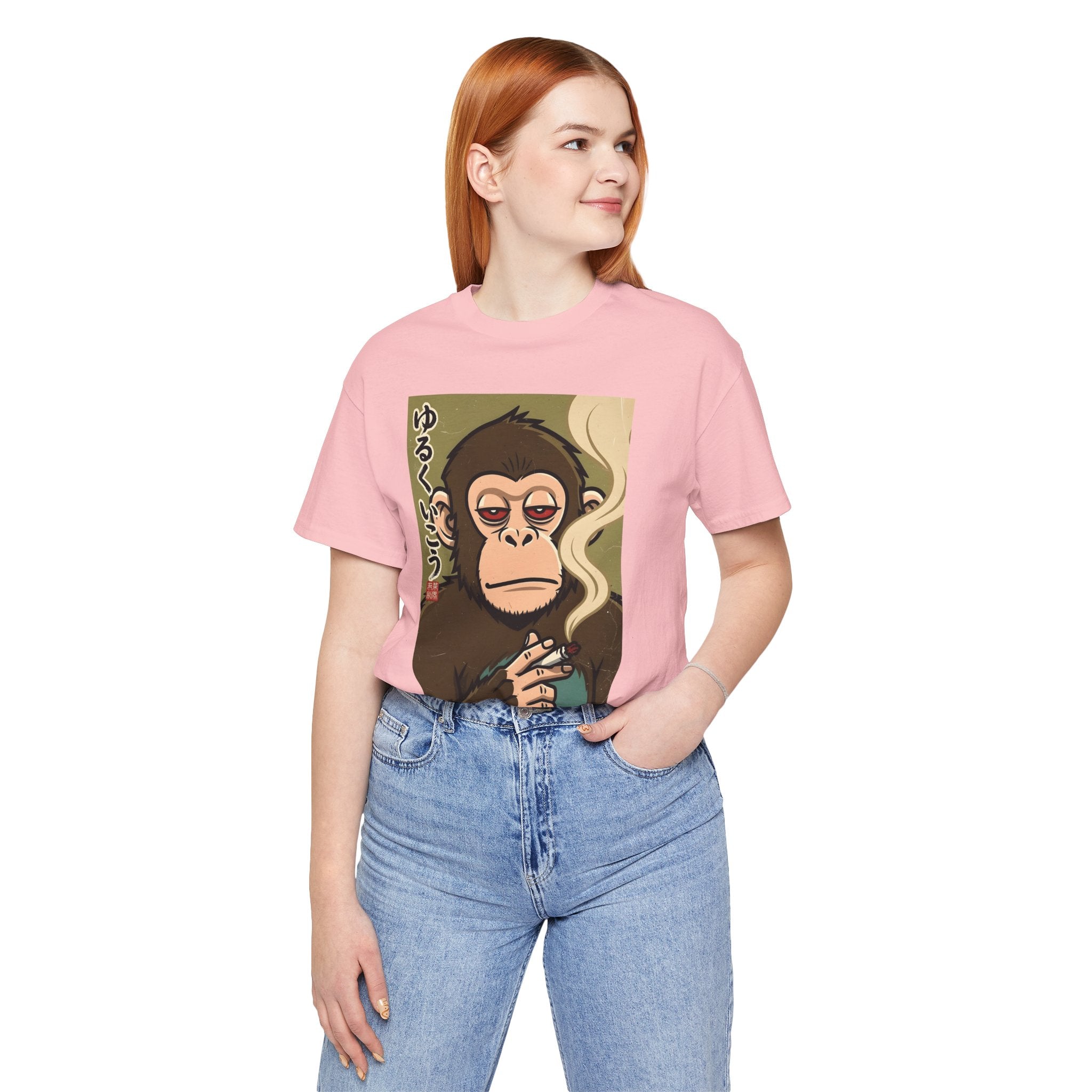 Smoking Monkey Graphic Tee — Japanese Retro Ape Illustration T-Shirt
