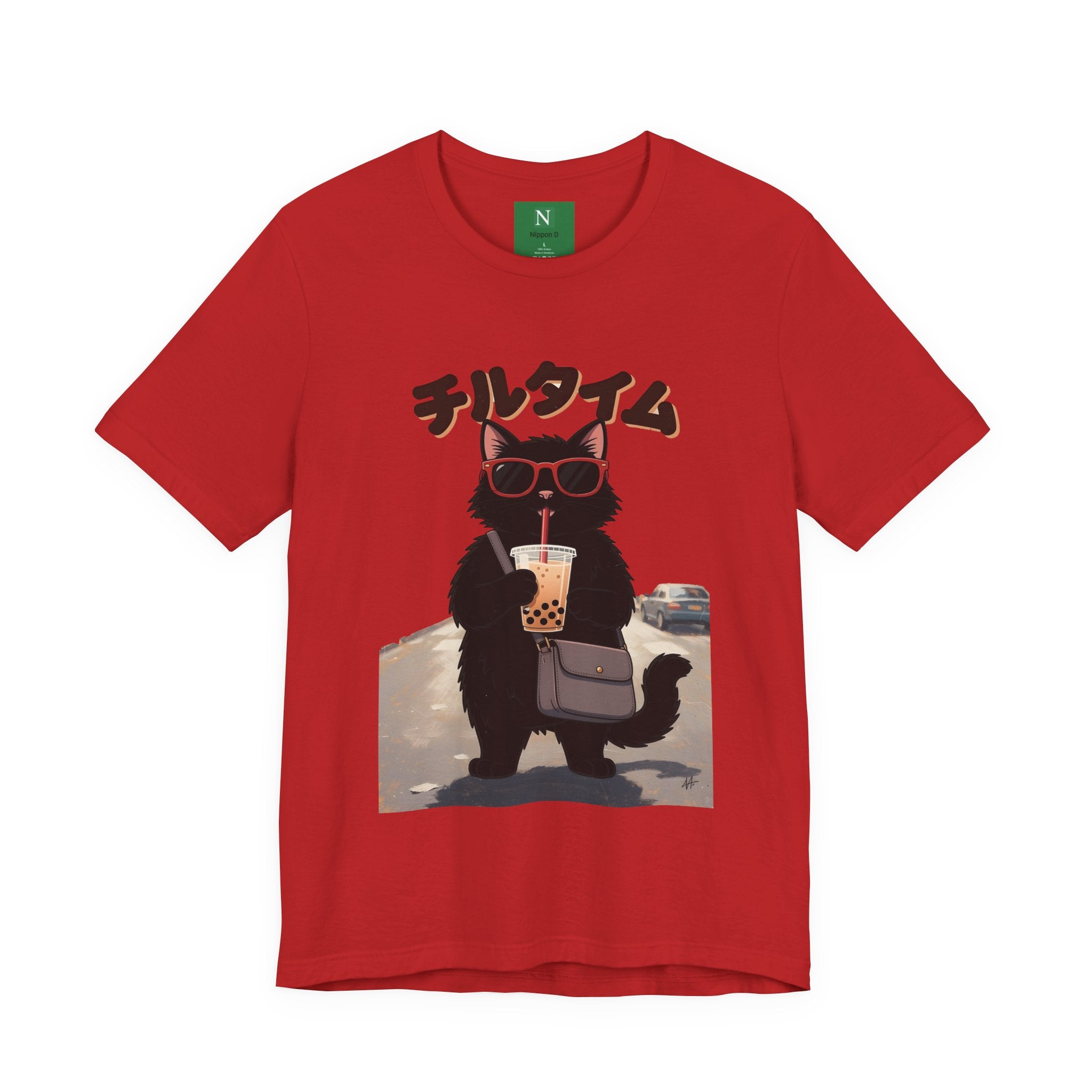 Boba Cat Tee — Cute Cat Drinking Bubble Tea Graphic T-Shirt