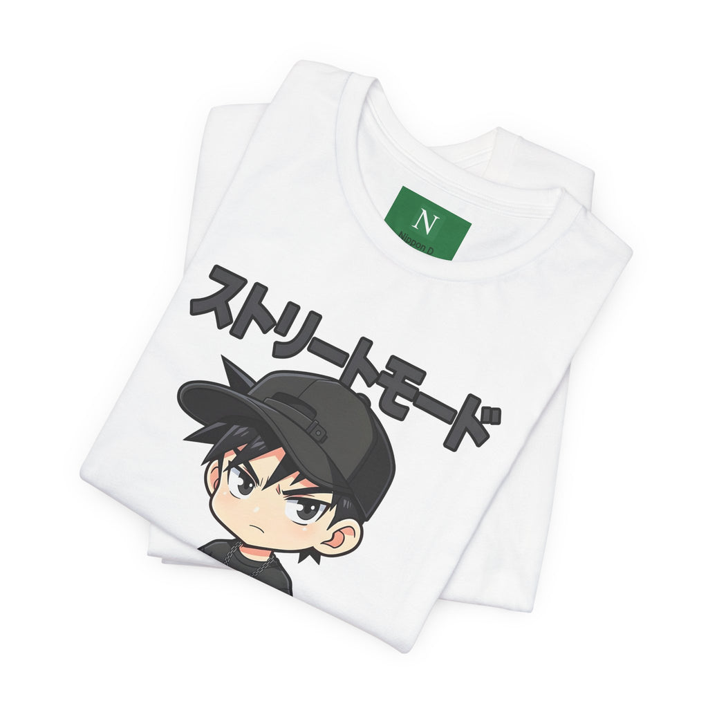 Street Mode Anime Boy T-Shirt — Japanese Text Graphic Tee