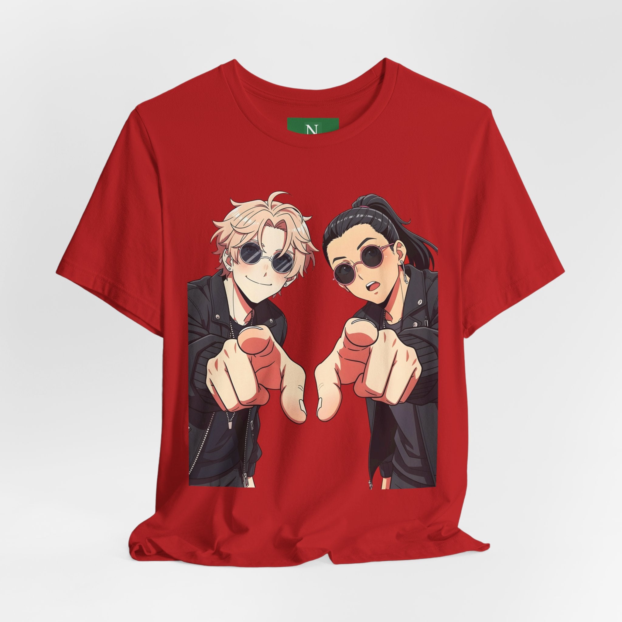 Anime Besties Pointing Tee — Cool Duo Illustration T‑Shirt