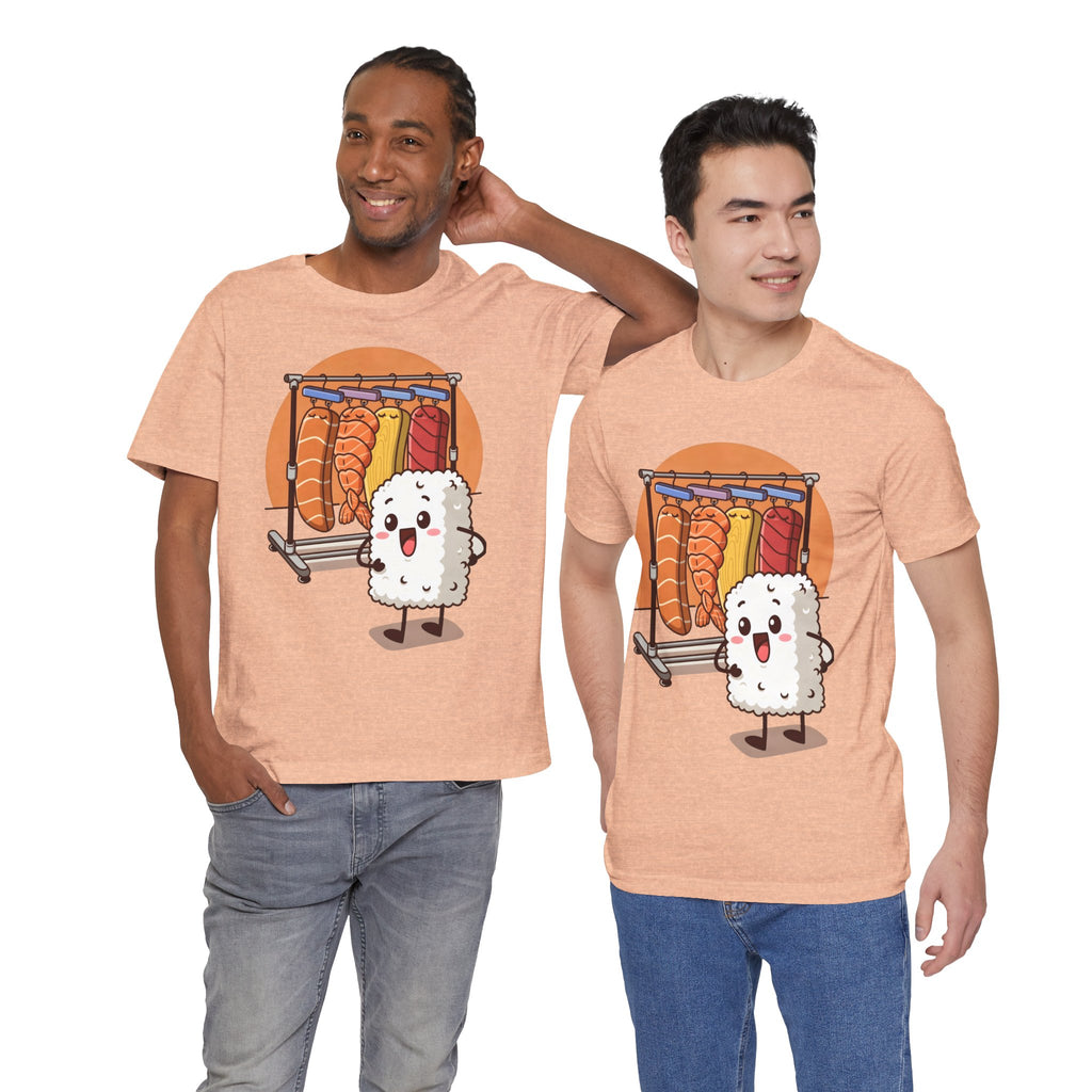 Cute Sushi Rice Cartoon T‑Shirt — Kawaii Nigiri Character Tee