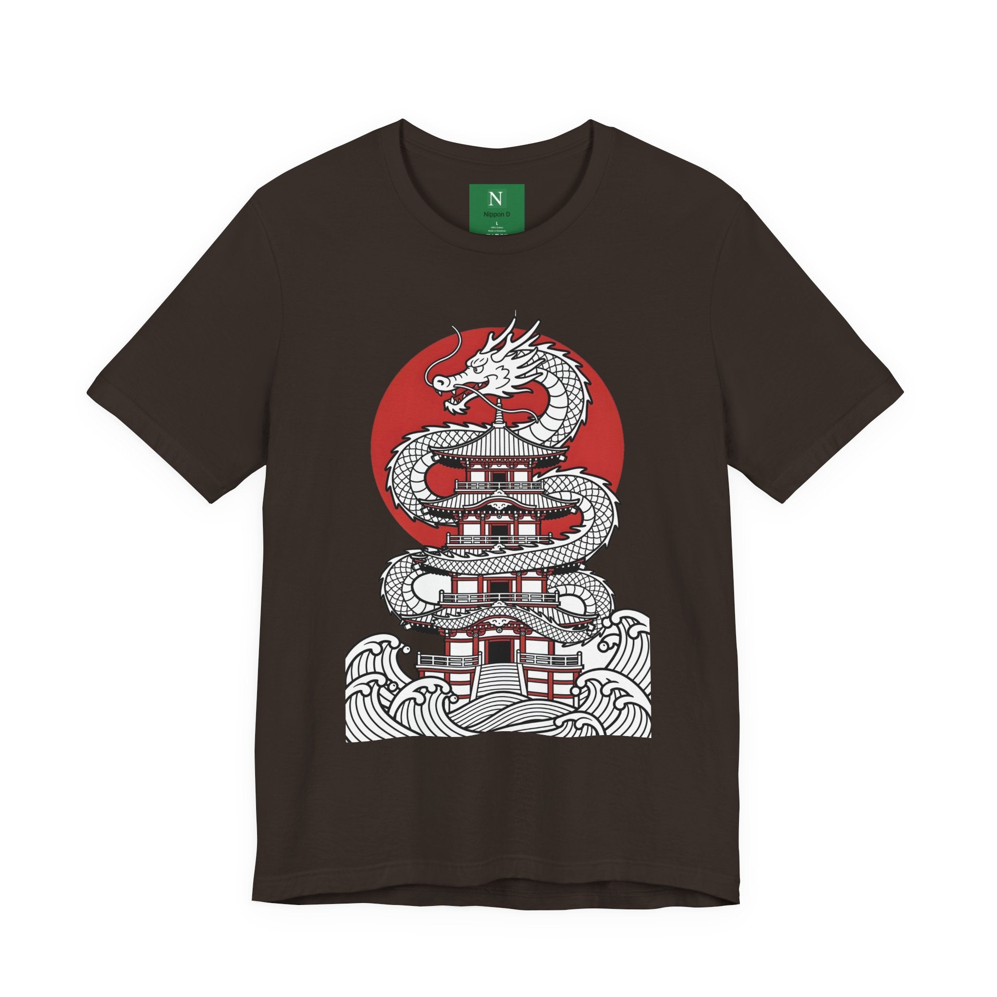 Dragon Pagoda T‑Shirt — Japanese Red Sun Temple Graphic Tee
