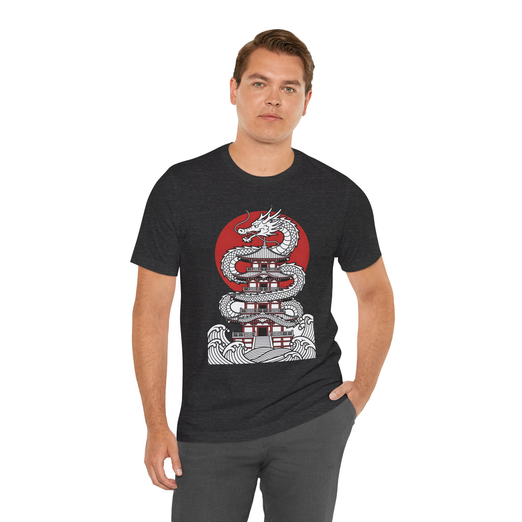 Dragon Pagoda T‑Shirt — Japanese Red Sun Temple Graphic Tee