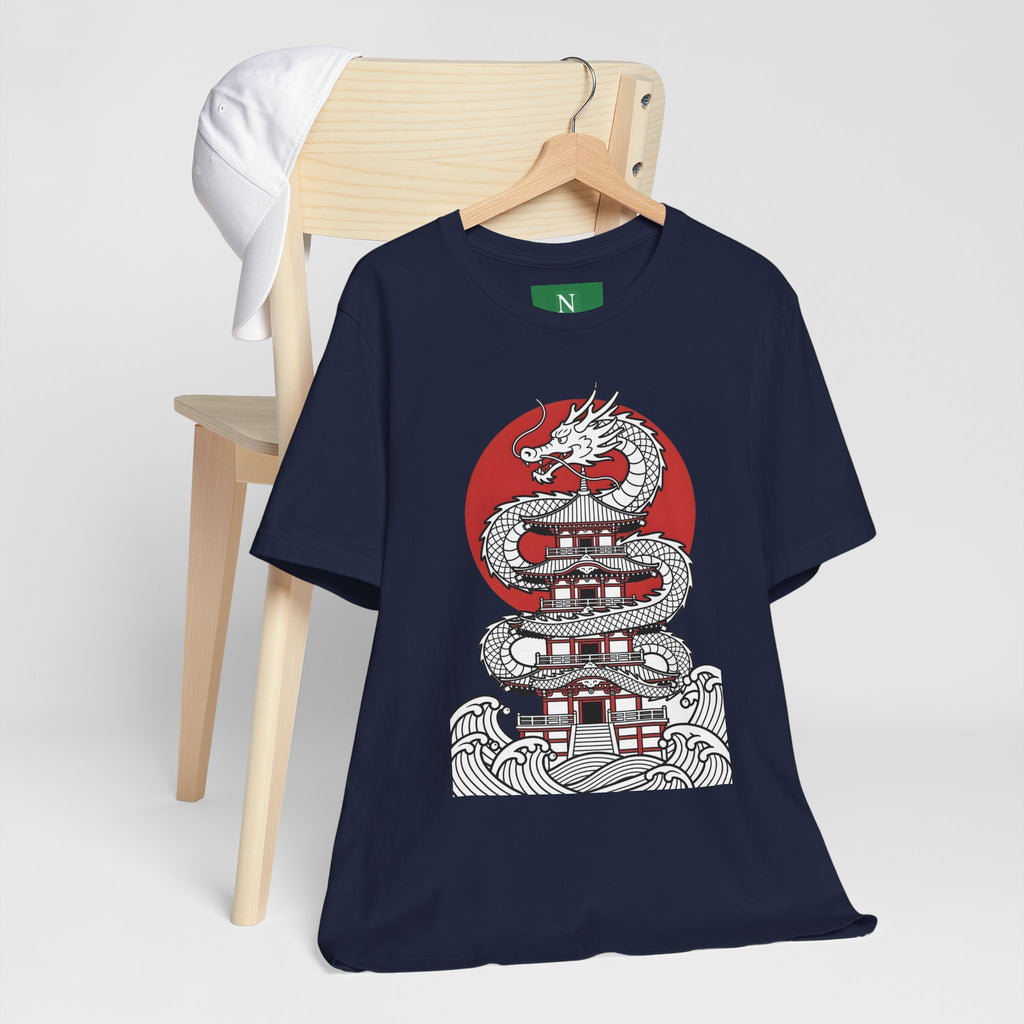 Dragon Pagoda T‑Shirt — Japanese Red Sun Temple Graphic Tee