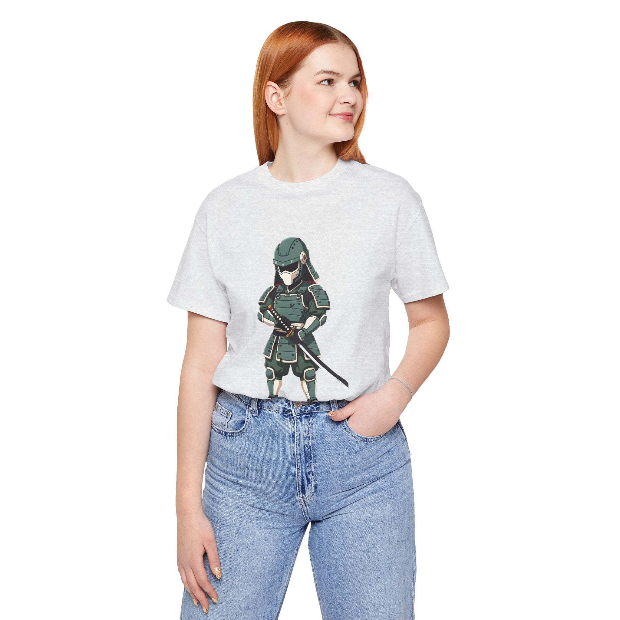 Samurai Cat T-Shirt – Cute Armored Kitty with Katana Graphic