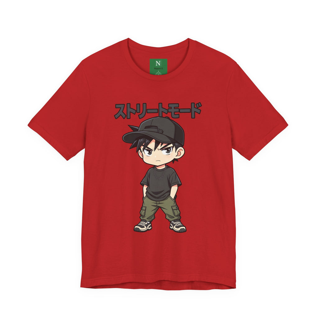 Street Mode Anime Boy T-Shirt — Japanese Text Graphic Tee