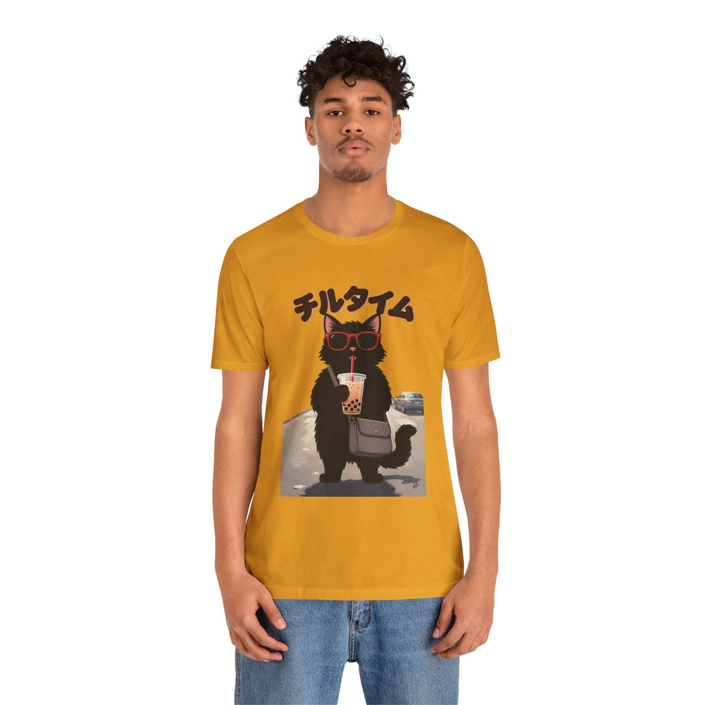 Boba Cat Tee — Cute Cat Drinking Bubble Tea Graphic T-Shirt