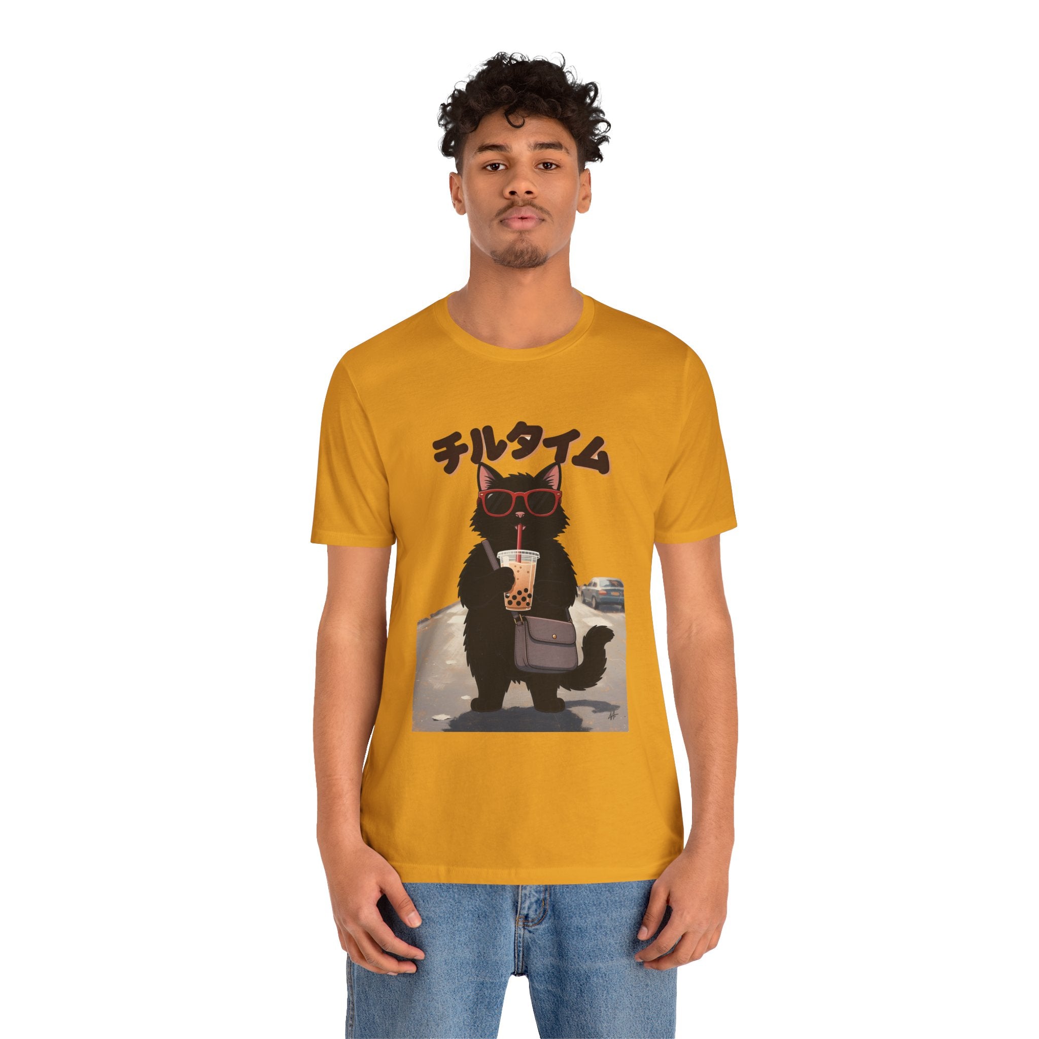 Boba Cat Tee — Cute Cat Drinking Bubble Tea Graphic T-Shirt