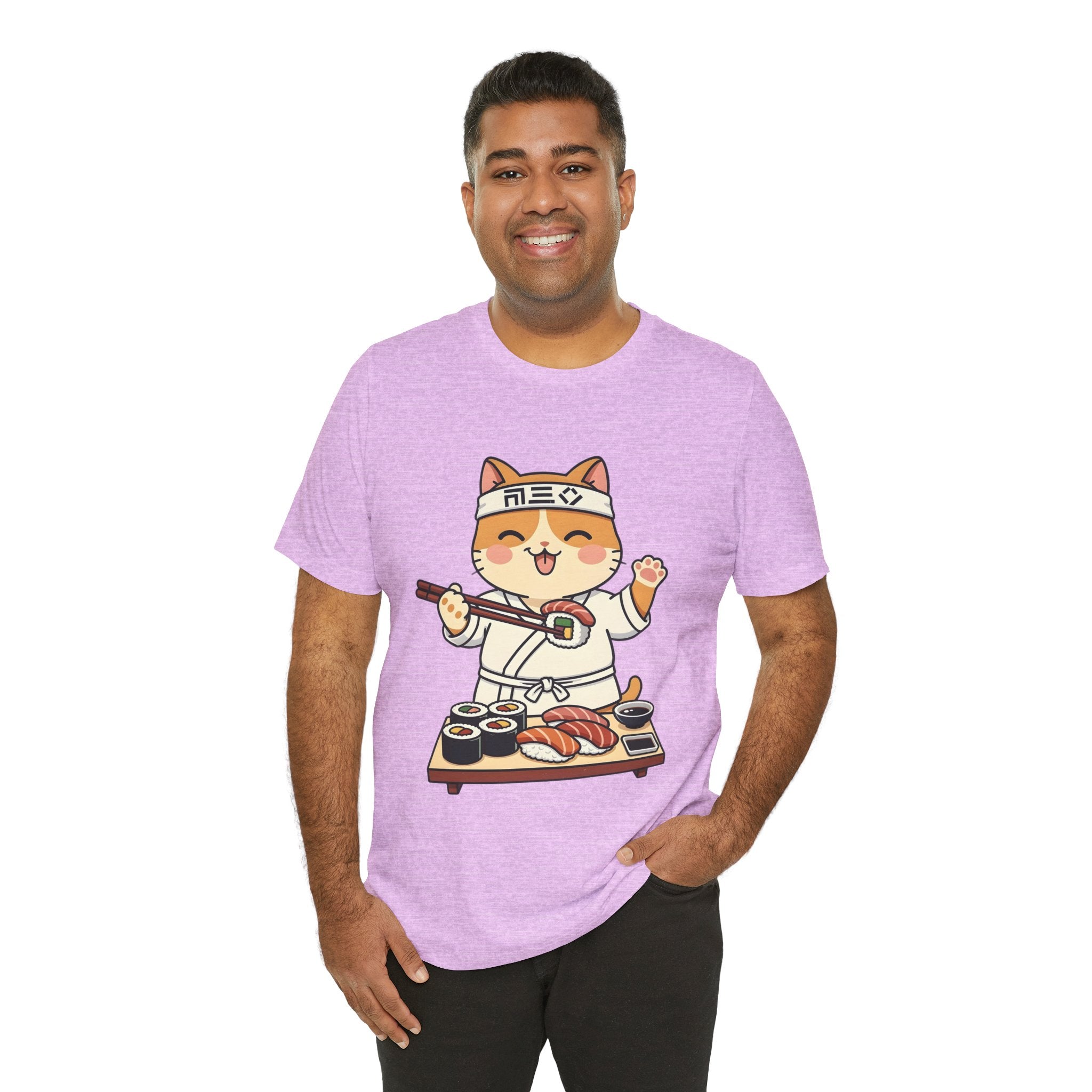 Sushi Chef Cat T‑Shirt — Cute Kawaii Cat Making Sushi Graphic Tee