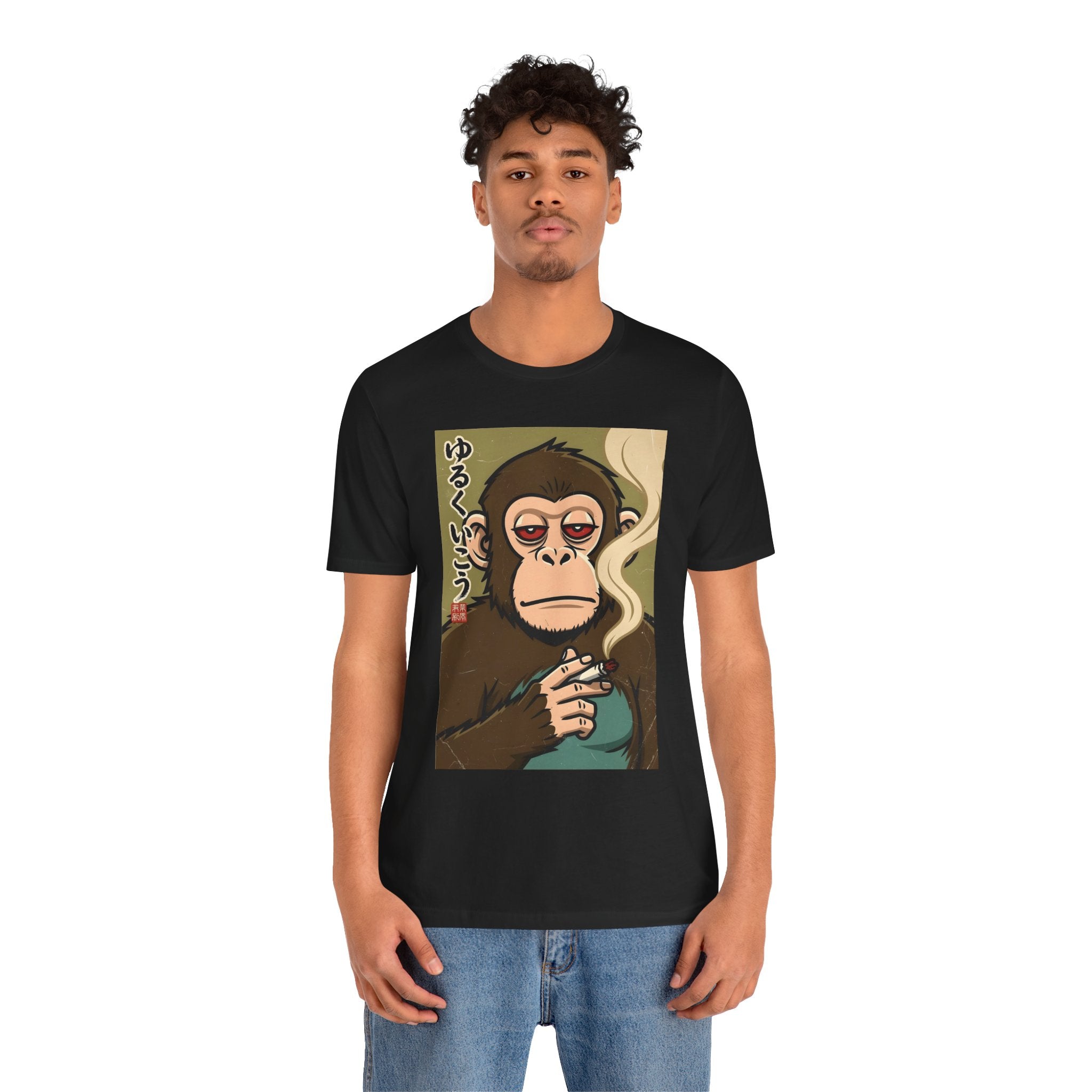 Smoking Monkey Graphic Tee — Japanese Retro Ape Illustration T-Shirt