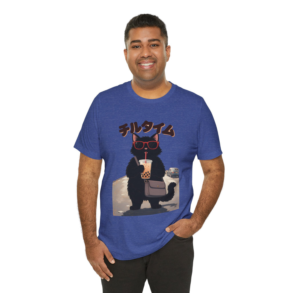 Boba Cat Tee — Cute Cat Drinking Bubble Tea Graphic T-Shirt