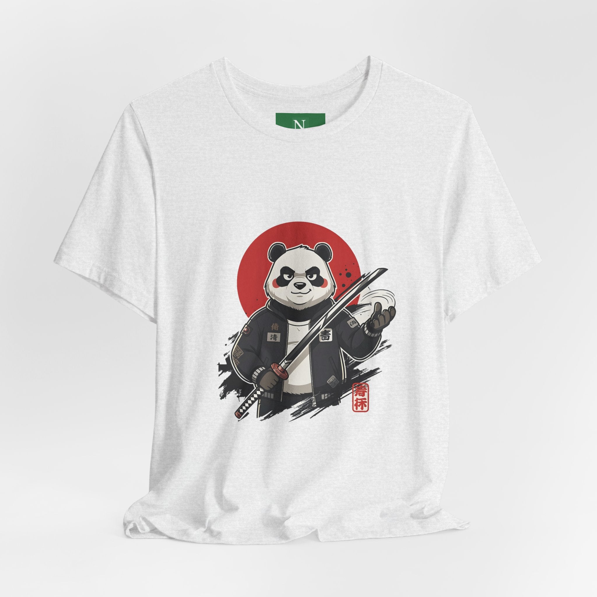 Samurai Panda T-Shirt — Cute Warrior Graphic Tee with Red Sun