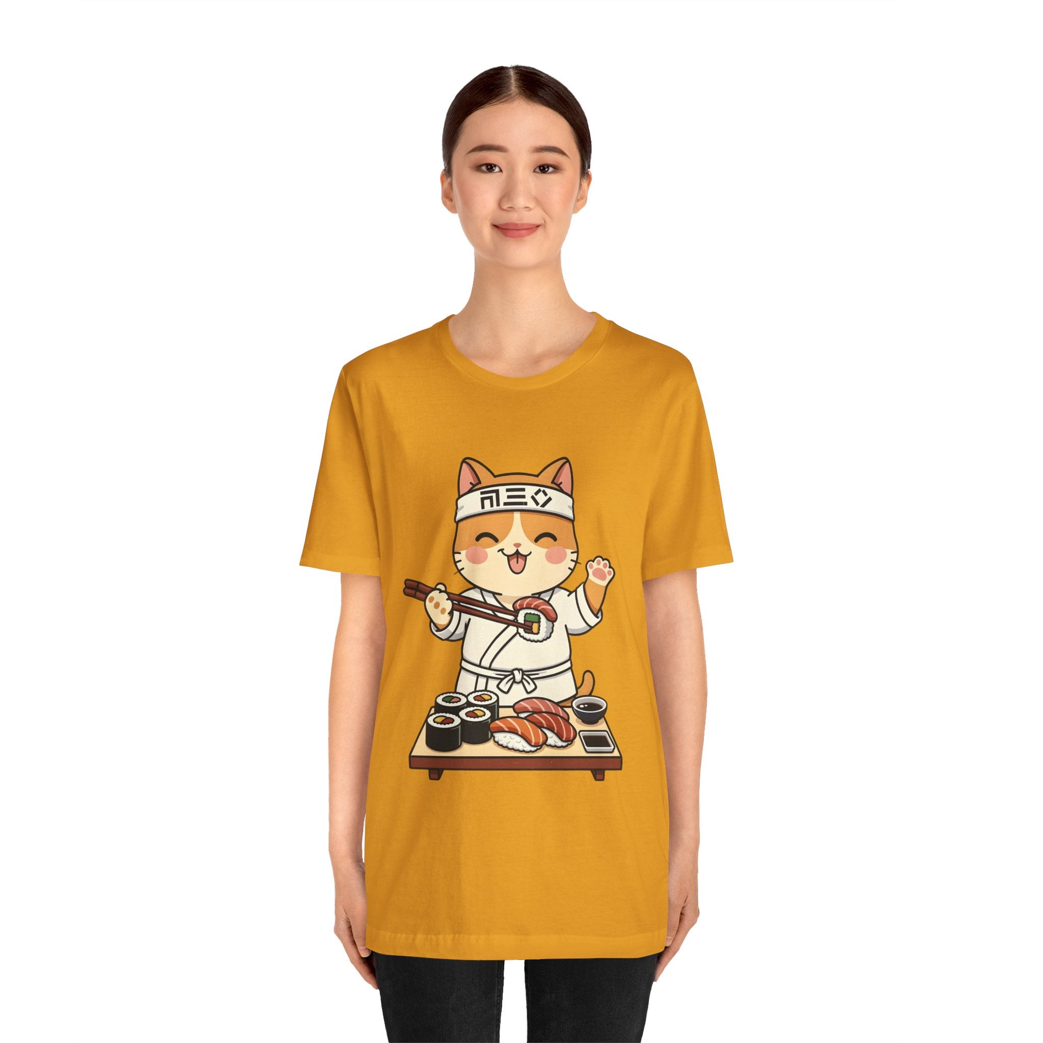 Sushi Chef Cat T‑Shirt — Cute Kawaii Cat Making Sushi Graphic Tee