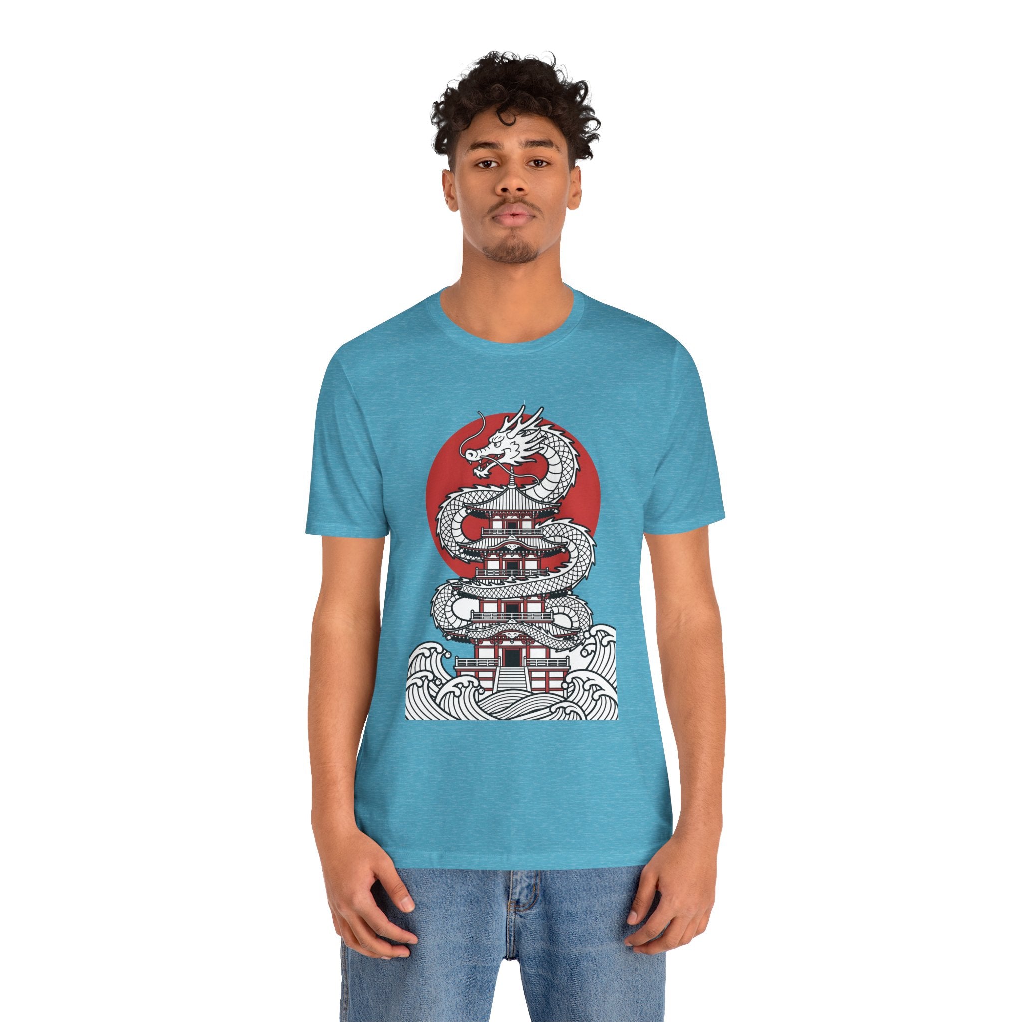 Dragon Pagoda T‑Shirt — Japanese Red Sun Temple Graphic Tee