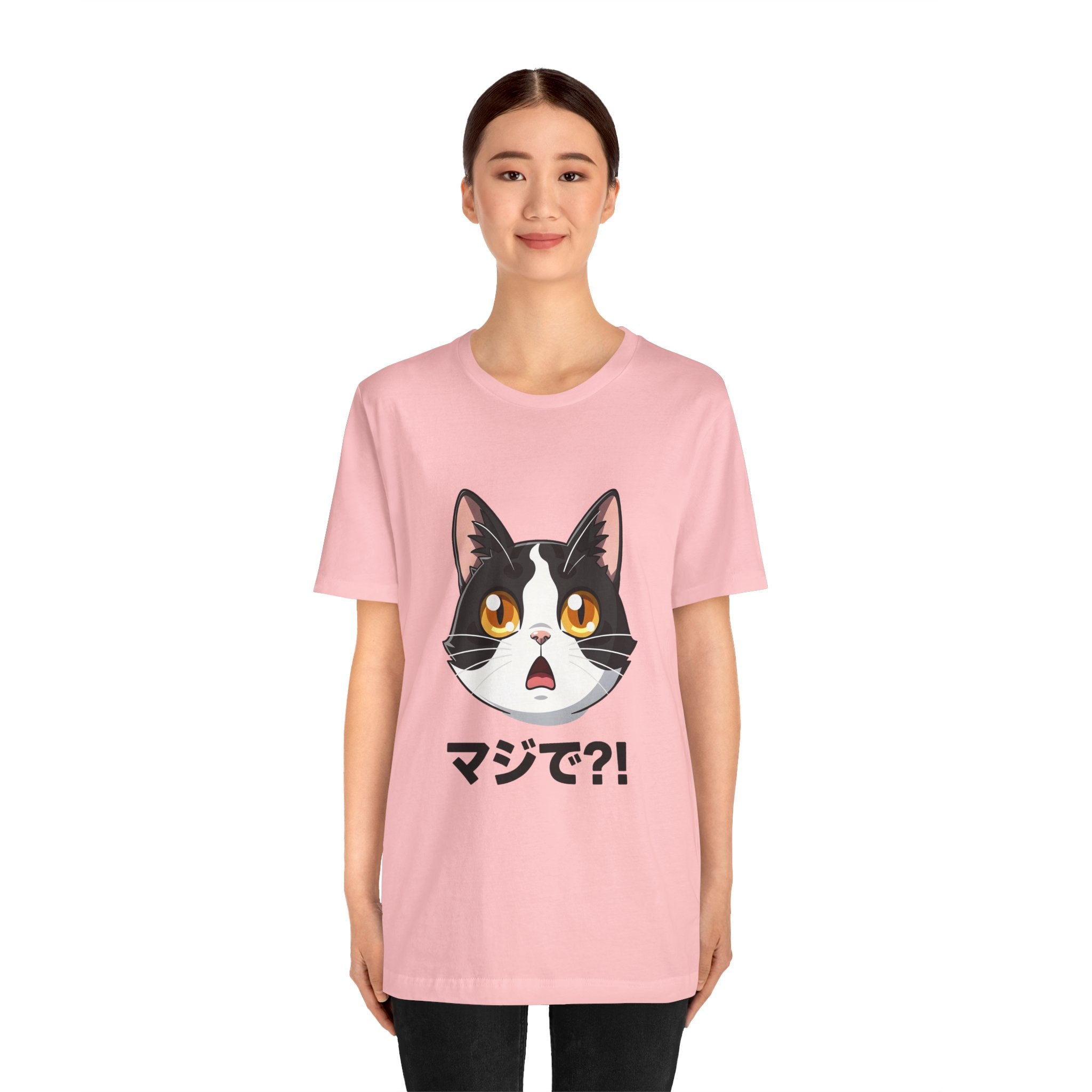 Cat Shock Face Graphic Tee — マジで?! Cute Anime Cat T-Shirt