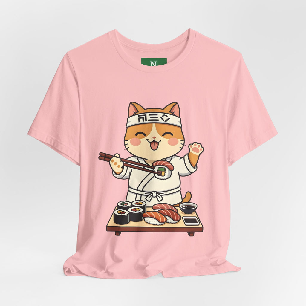 Sushi Chef Cat T‑Shirt — Cute Kawaii Cat Making Sushi Graphic Tee