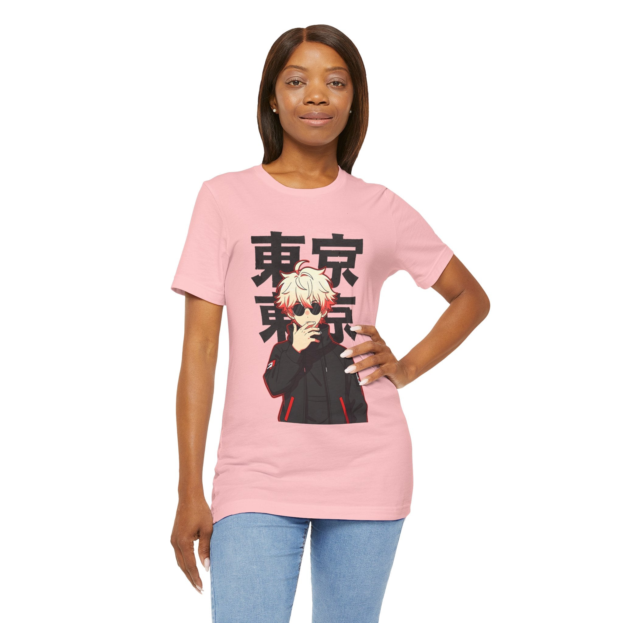 Tokyo Anime Graphic Tee — Blond Character with Kanji "東京"