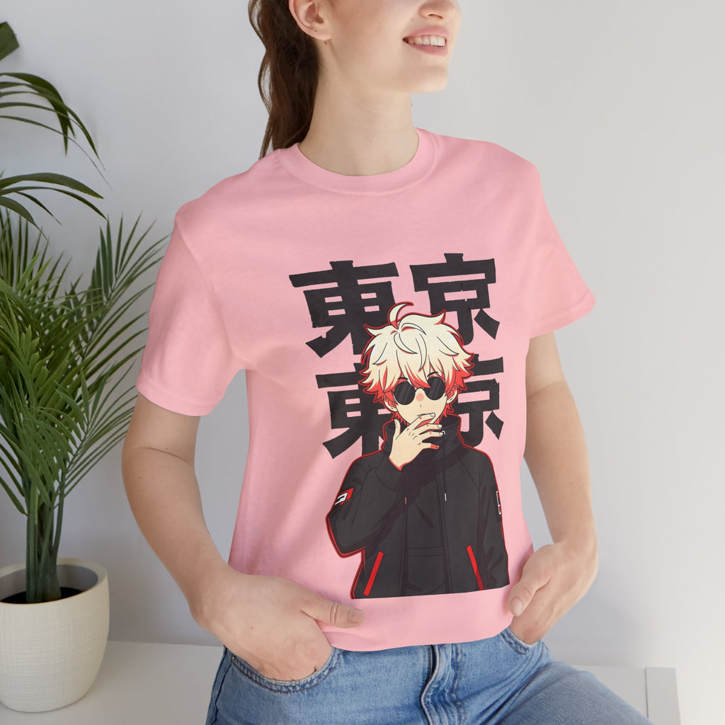 Tokyo Anime Graphic Tee — Blond Character with Kanji "東京"
