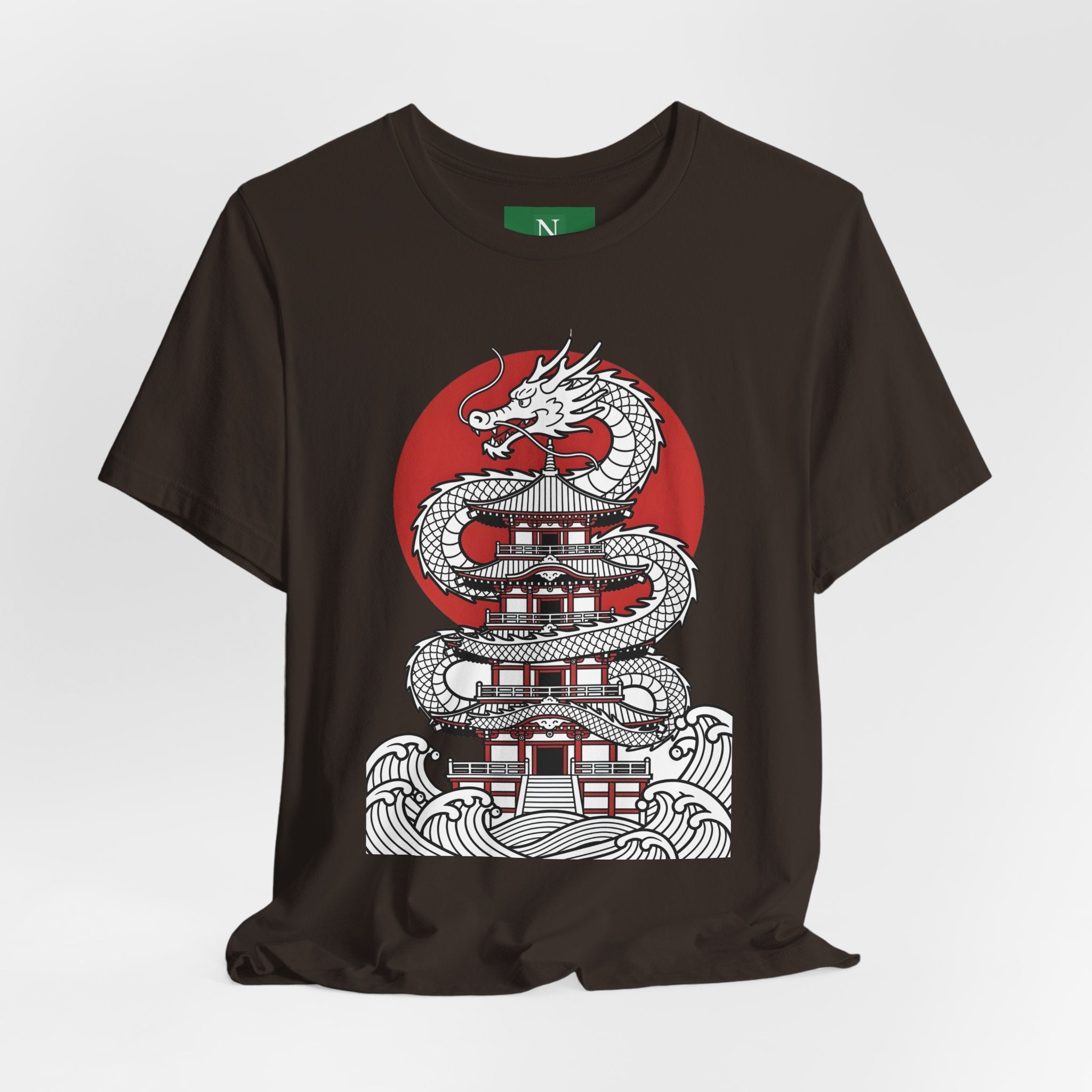 Dragon Pagoda T‑Shirt — Japanese Red Sun Temple Graphic Tee