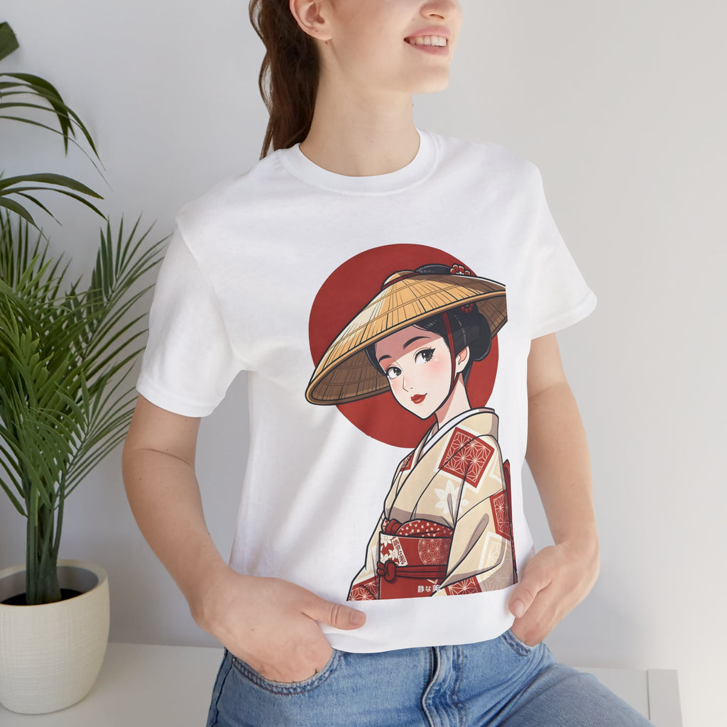 Geisha Illustration Tee — Vintage Kimono Anime T‑Shirt