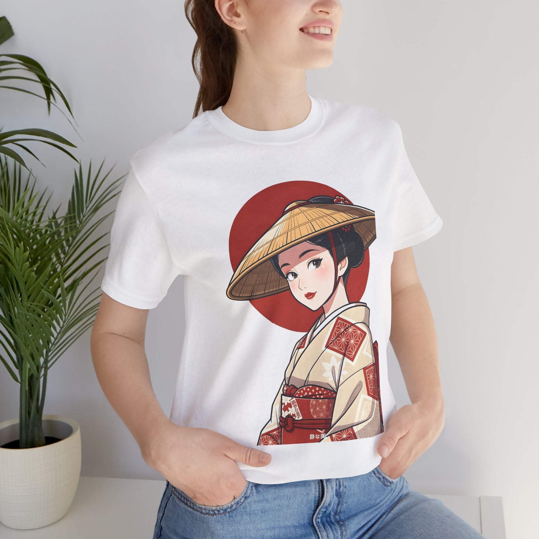 Geisha Illustration Tee — Vintage Kimono Anime T‑Shirt
