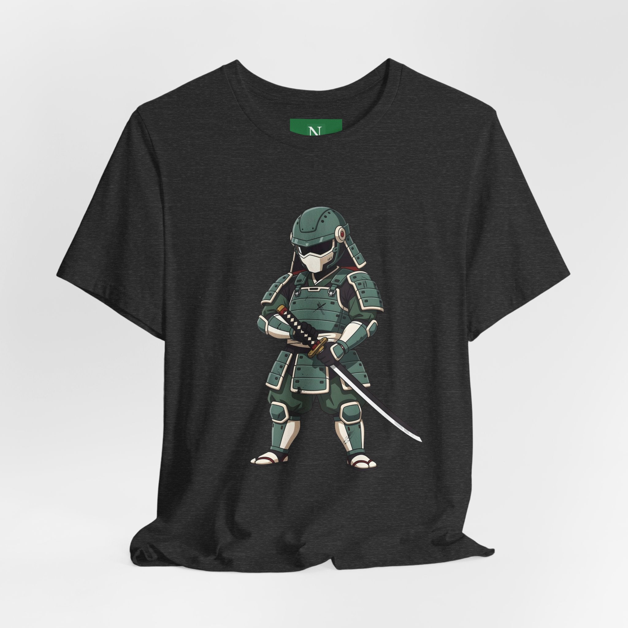 Samurai Cat T-Shirt – Cute Armored Kitty with Katana Graphic