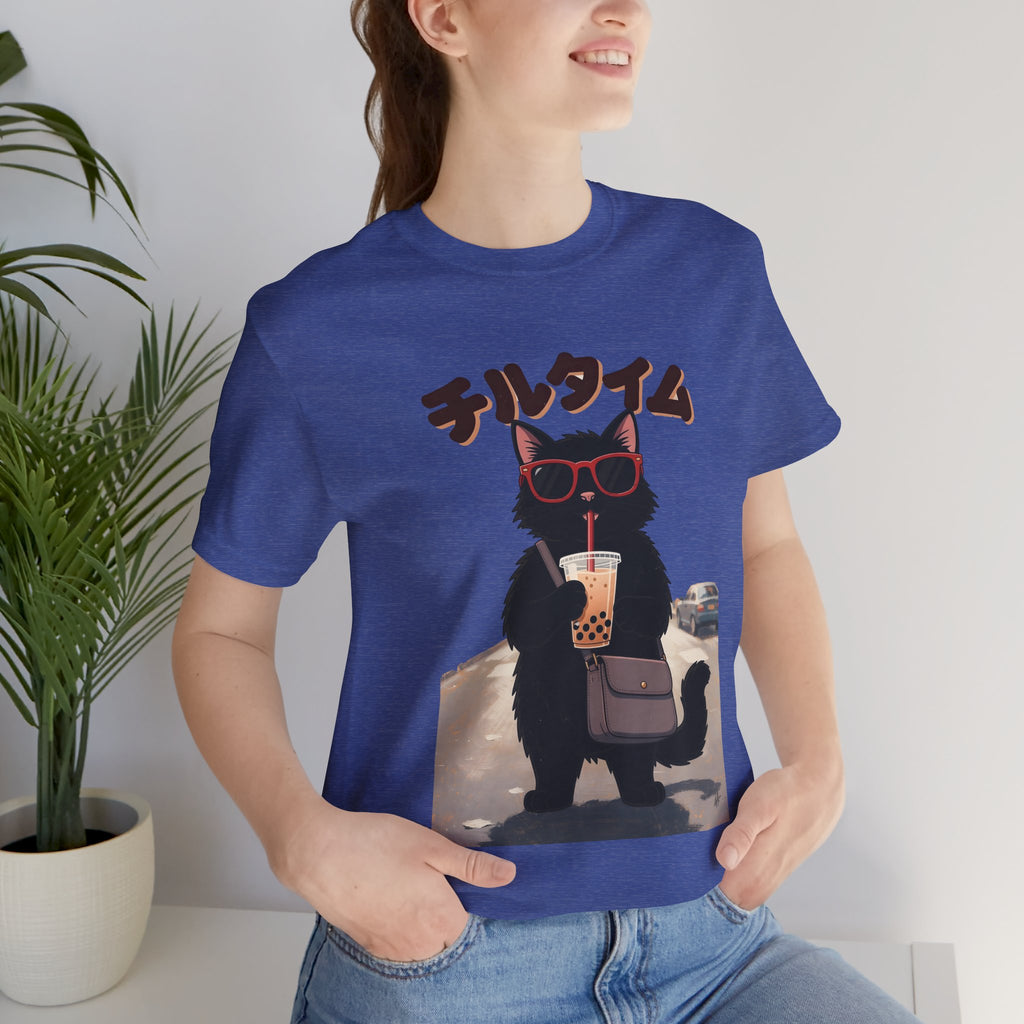 Boba Cat Tee — Cute Cat Drinking Bubble Tea Graphic T-Shirt