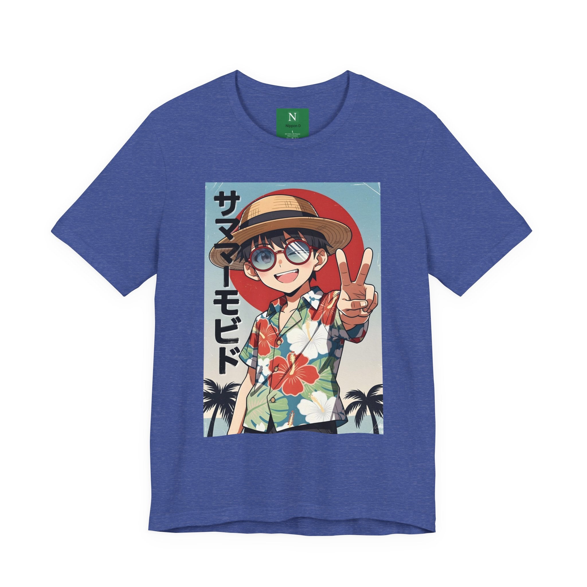 Anime Summer Kid: Tropical Hawaiian Tee with Peace Sign (サマー)