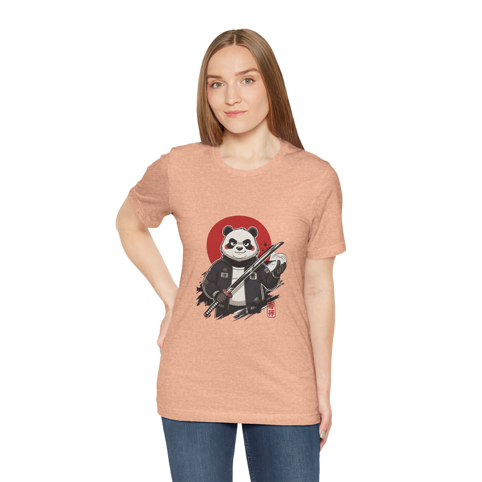 Samurai Panda T-Shirt — Cute Warrior Graphic Tee with Red Sun