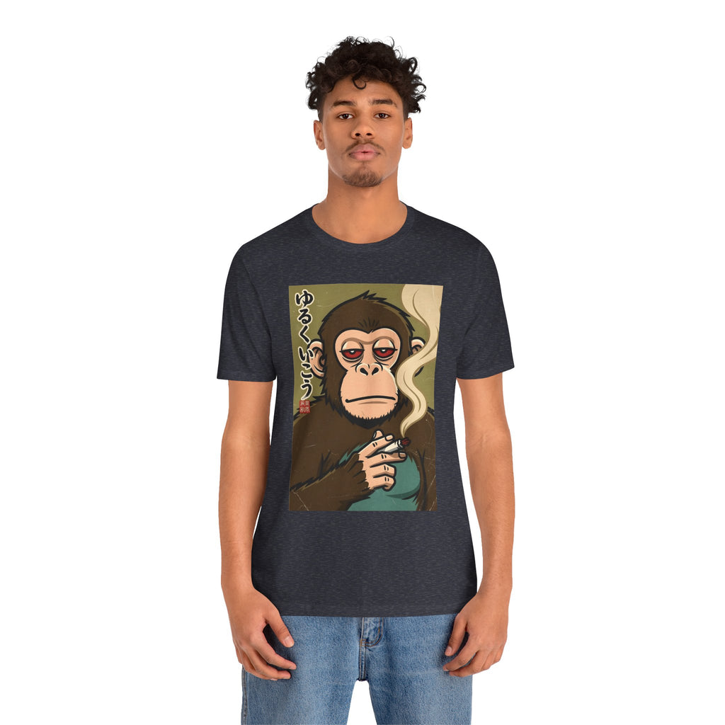 Smoking Monkey Graphic Tee — Japanese Retro Ape Illustration T-Shirt
