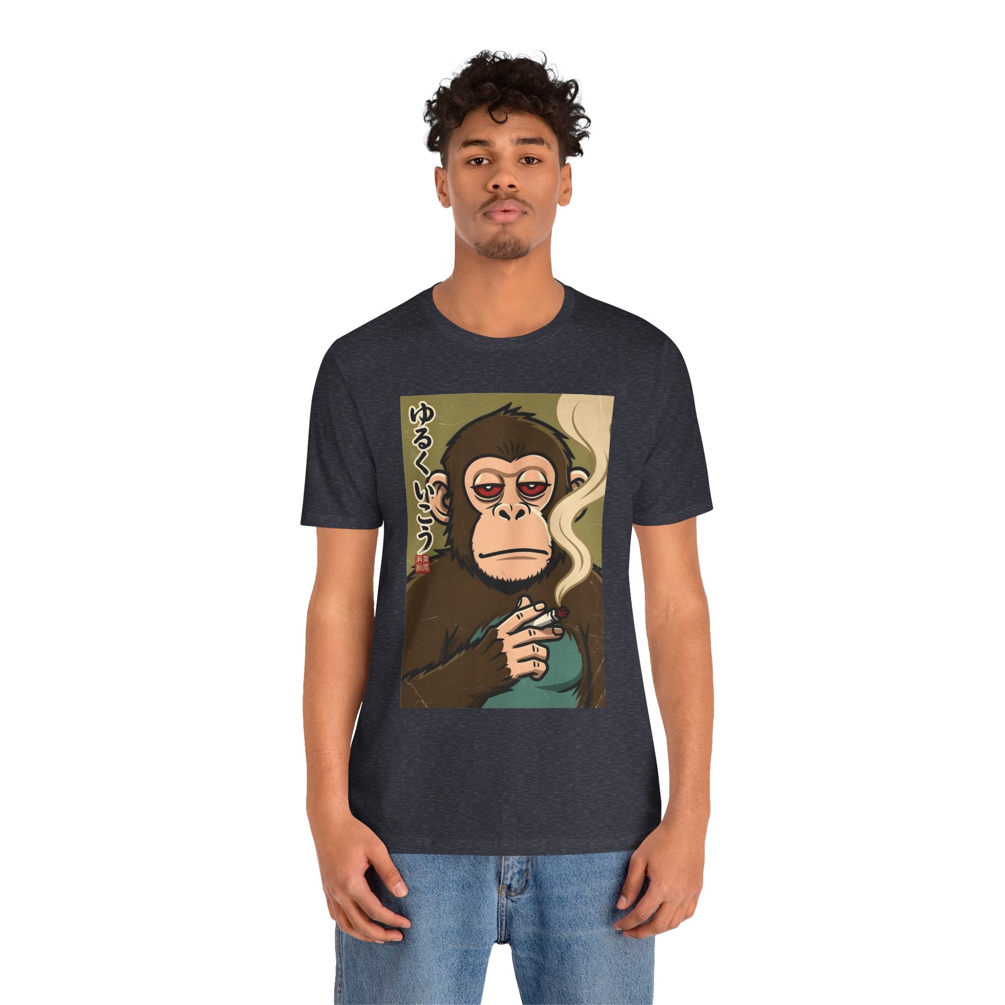 Smoking Monkey Graphic Tee — Japanese Retro Ape Illustration T-Shirt