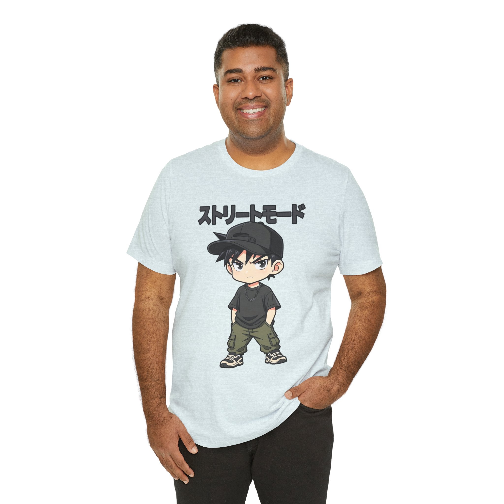 Street Mode Anime Boy T-Shirt — Japanese Text Graphic Tee
